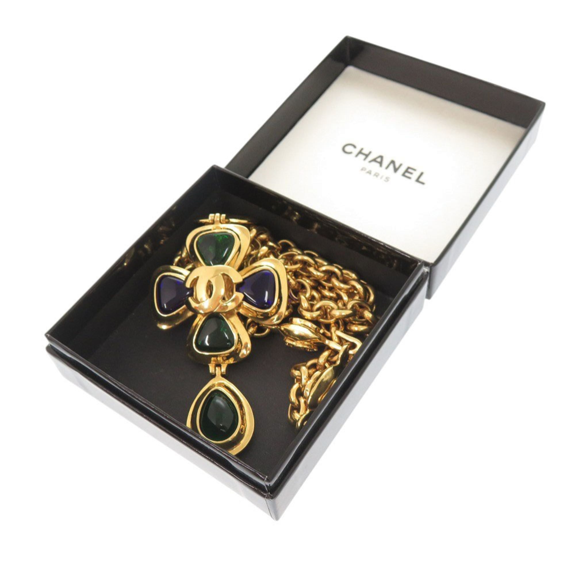 CC Logo Pendant Necklace Gold-Tone Metal