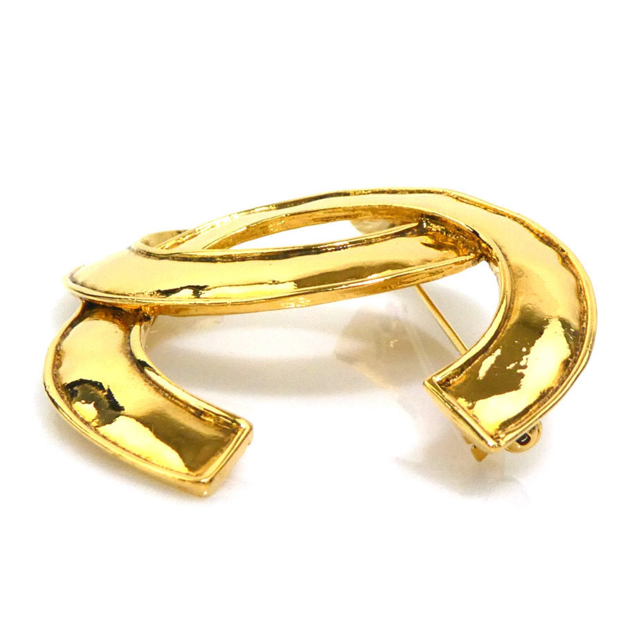 CC Logo Brooch Gold-Tone Metal