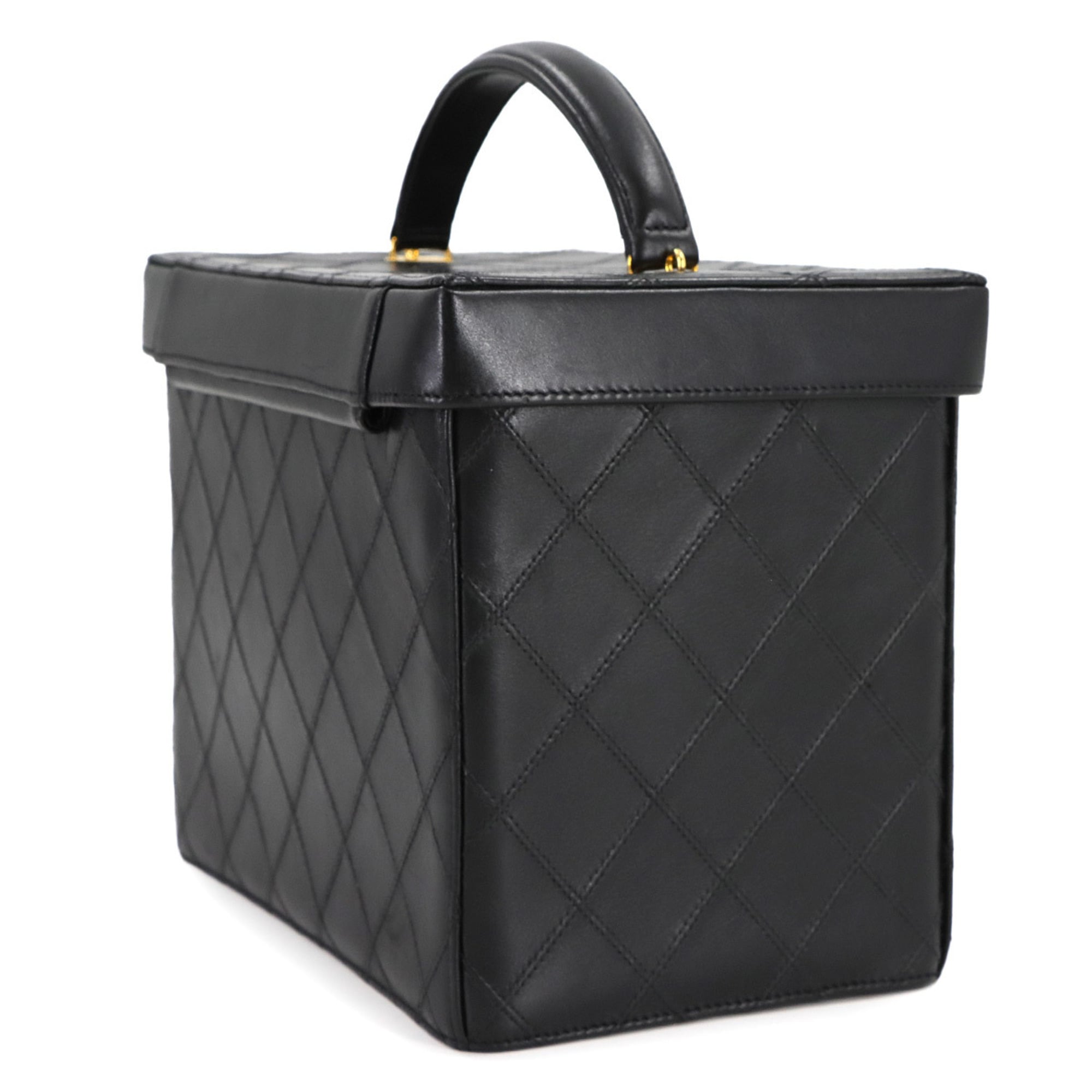 Vintage Vanity Case Quilted Leather Small
