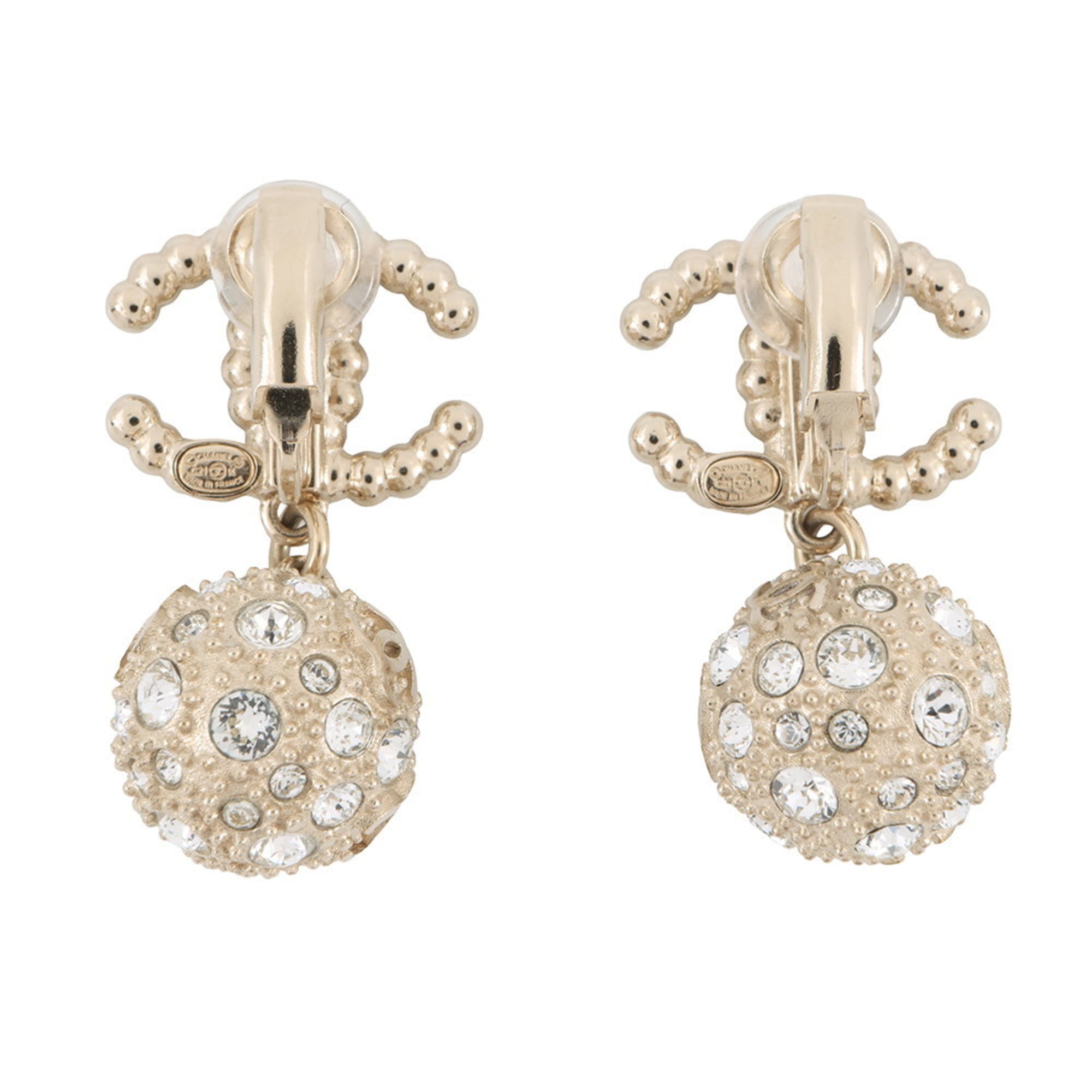 CC Logo Clip-On Earrings Gold-Tone Metal Gold-Tone Metal