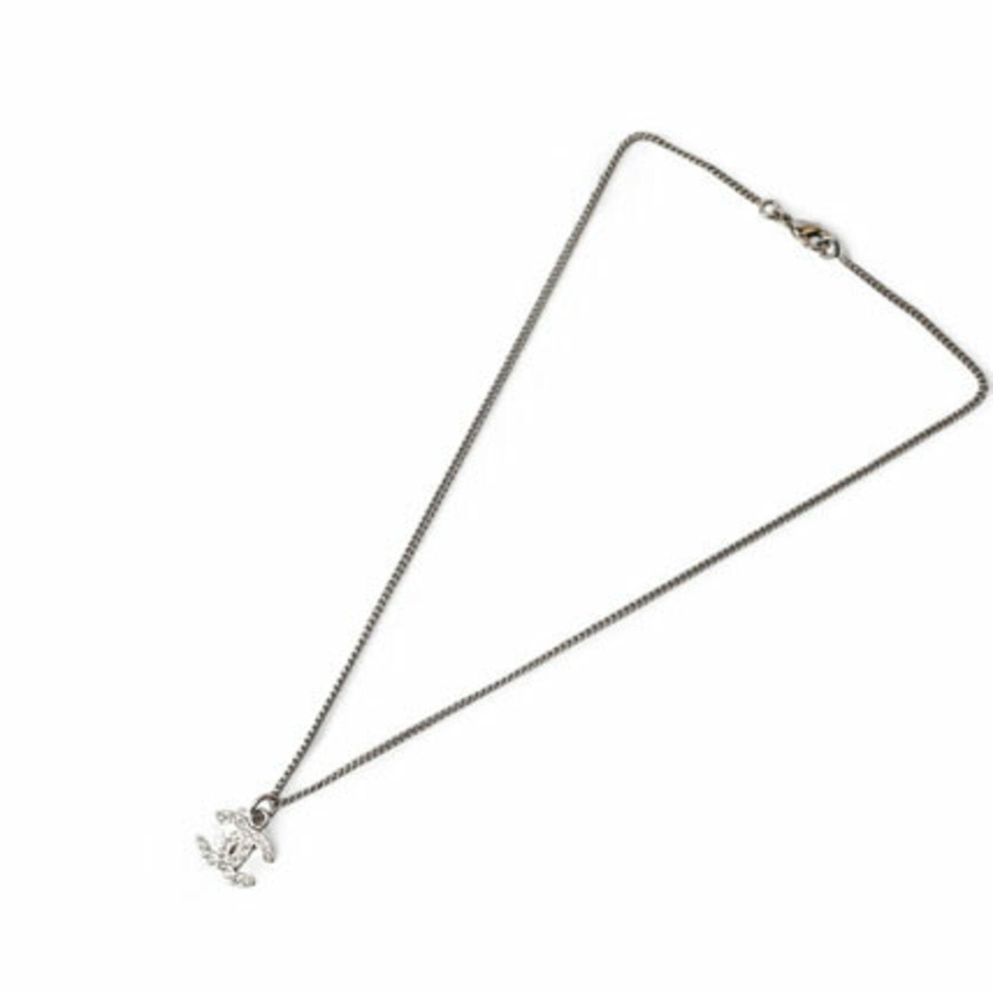 CC Logo Pendant Necklace Silver-Tone Metal