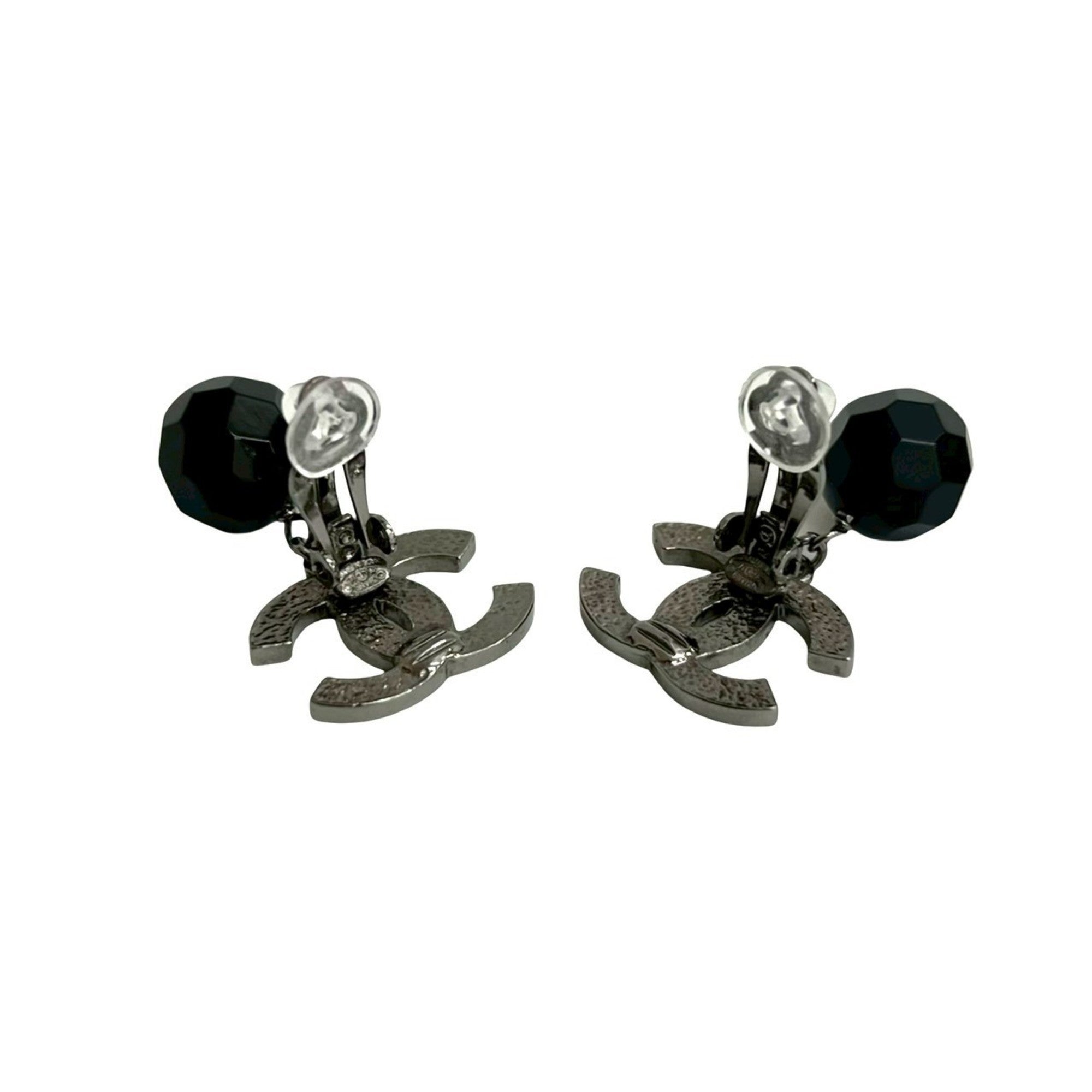 CC Logo Clip-On Earrings Sterling Silver Silver-Tone Metal