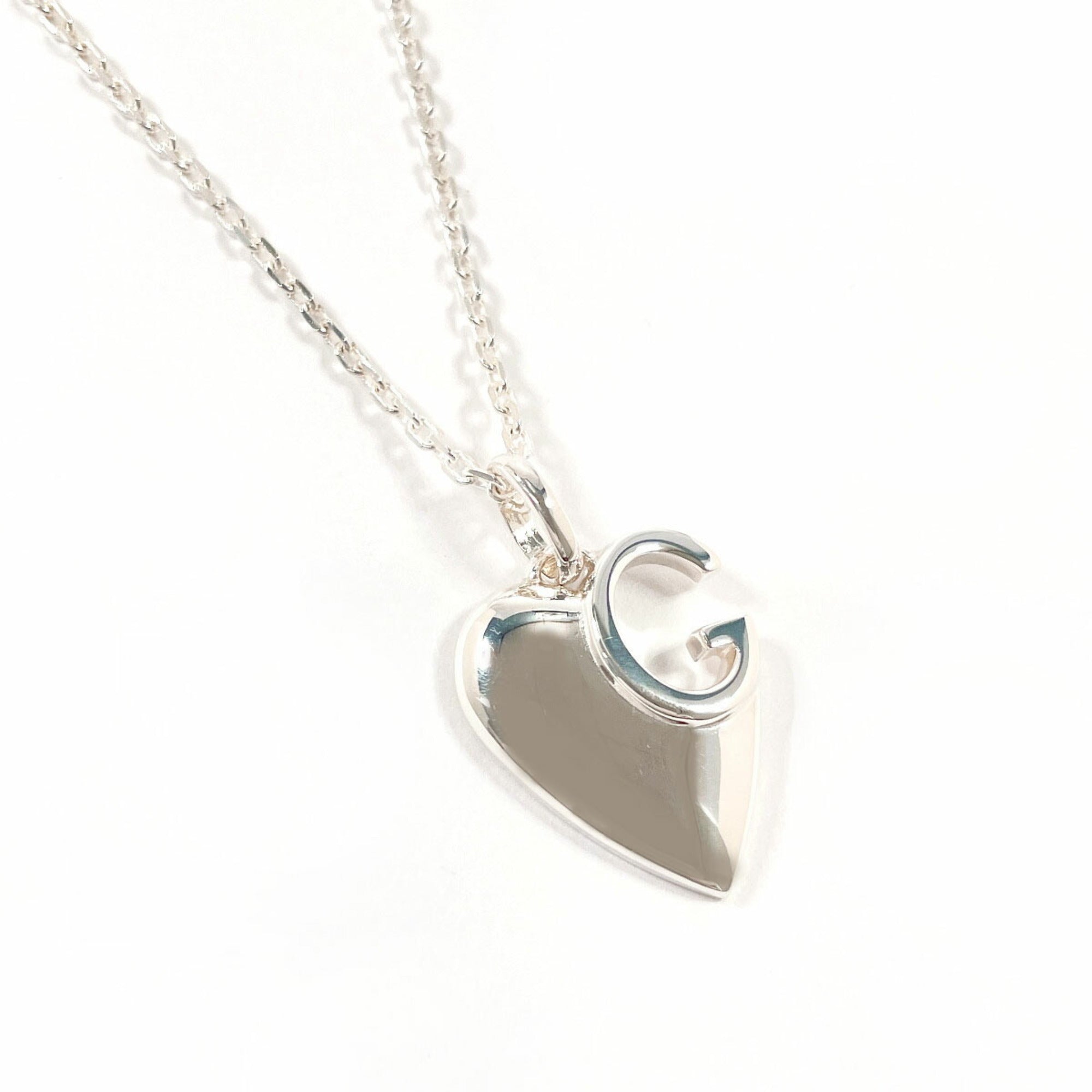 G Heart Pendant Necklace Sterling Silver