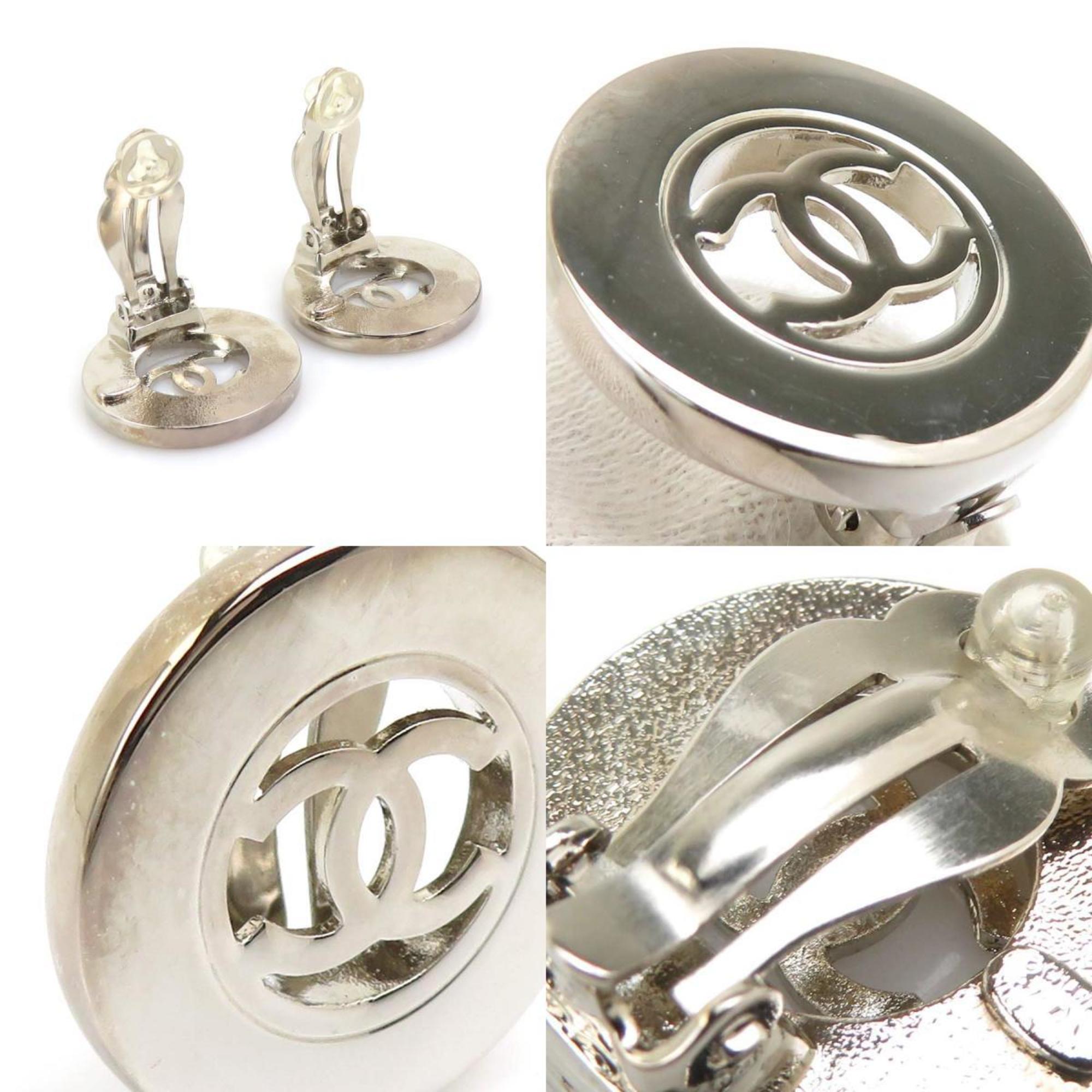 CC Logo Clip-On Earrings Silver-Tone Metal Silver-Tone Metal