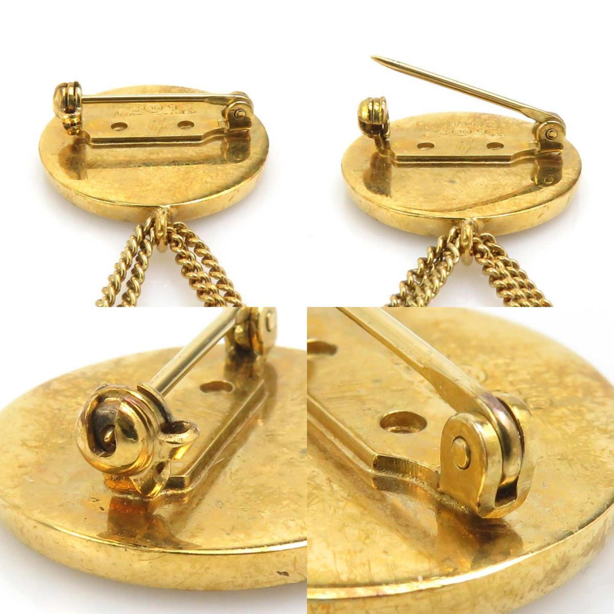 CC Logo Brooch Gold-Tone Metal