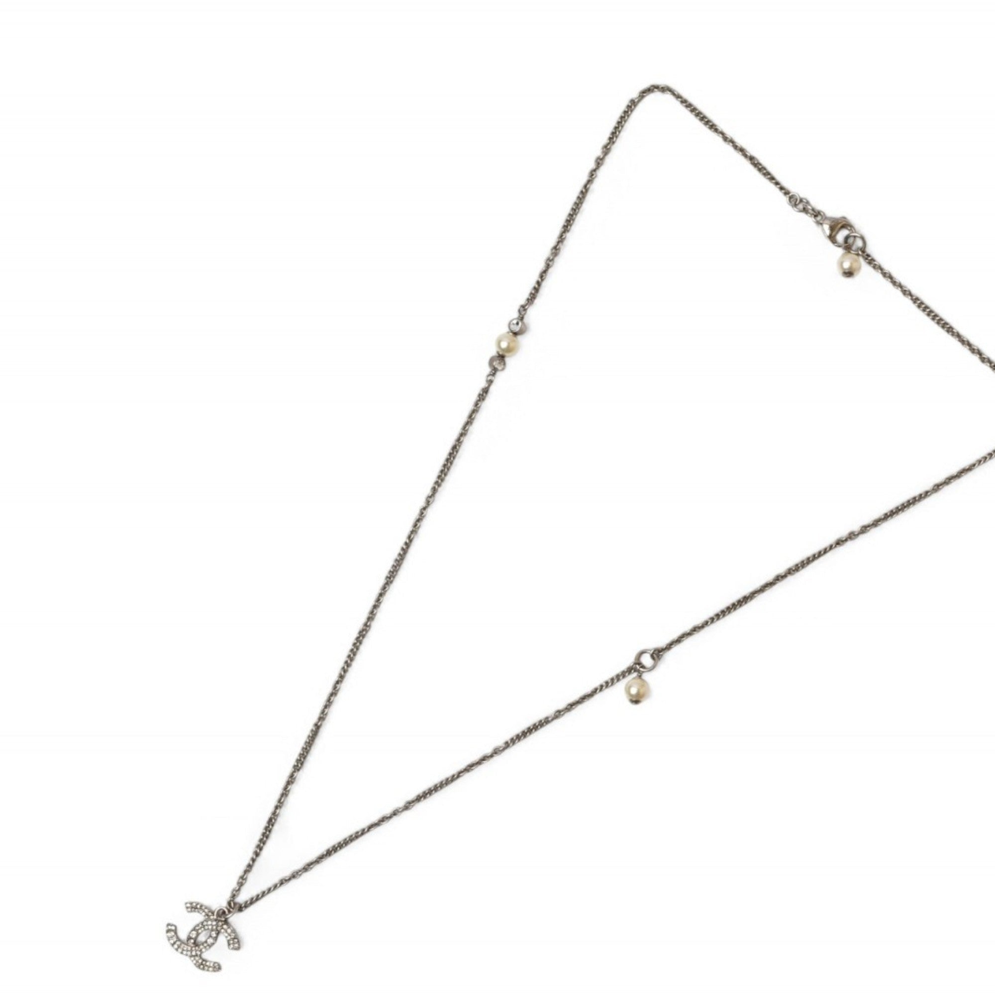 CC Logo Pendant Necklace Silver-Tone Metal