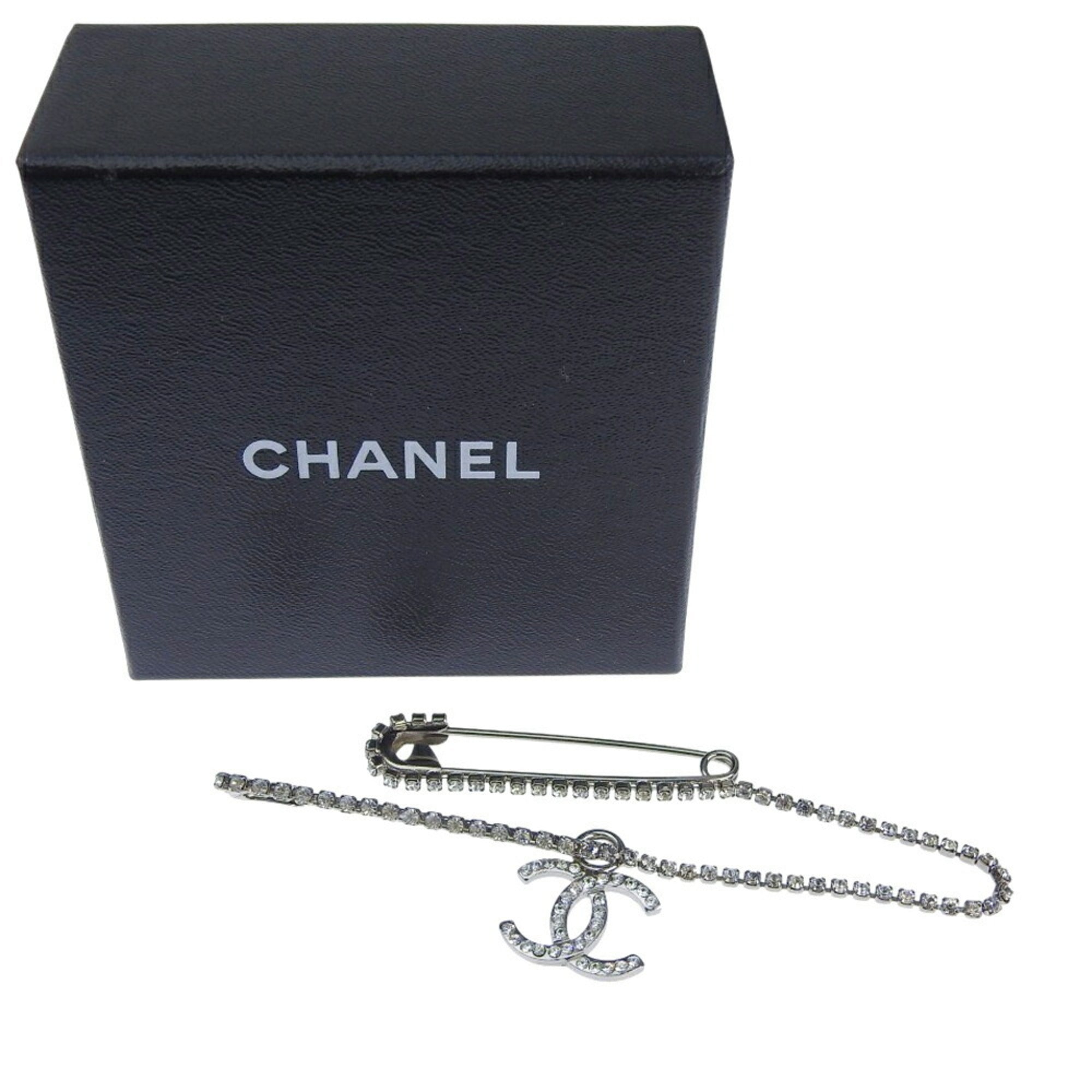 CC Logo Brooch Silver-Tone Metal