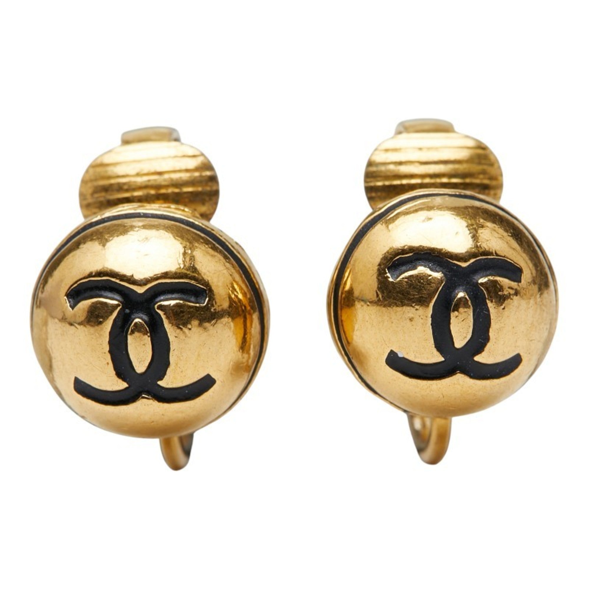 CC Logo Clip-On Earrings Metal Gold-Tone Metal