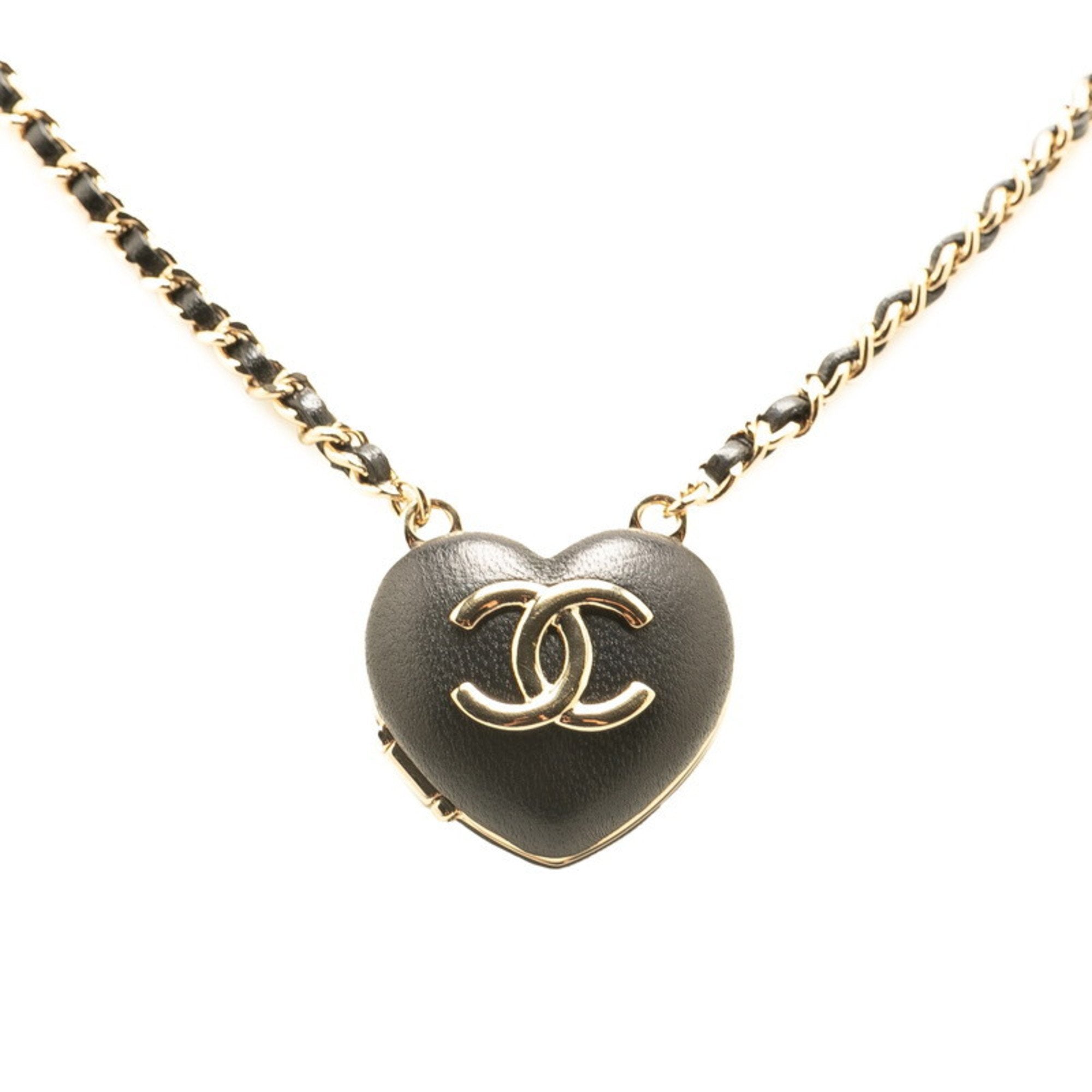 CC Logo Heart Pendant Necklace Metal