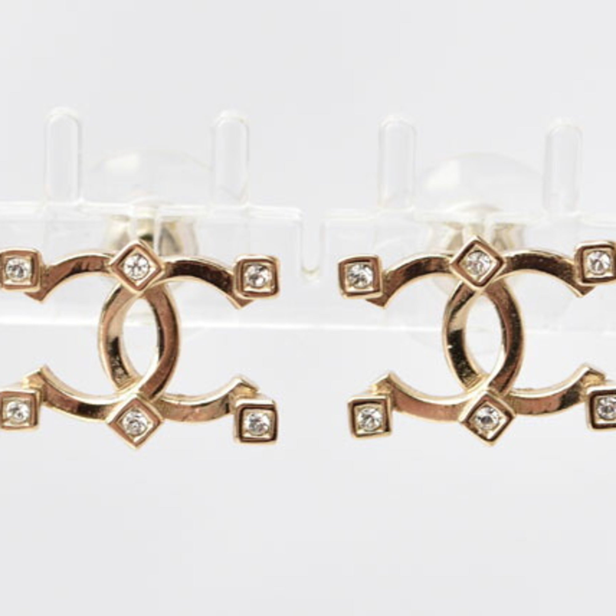 Earrings Rhinestone Gold-Tone Metal
