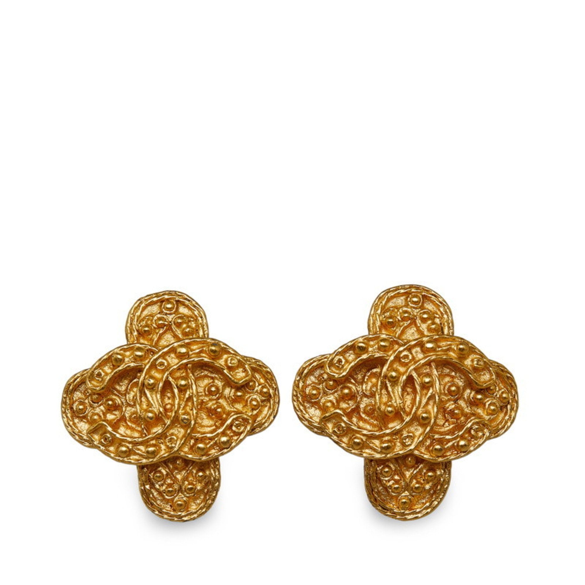 CC Logo Cross Clip-On Earrings Metal Gold-Tone Metal