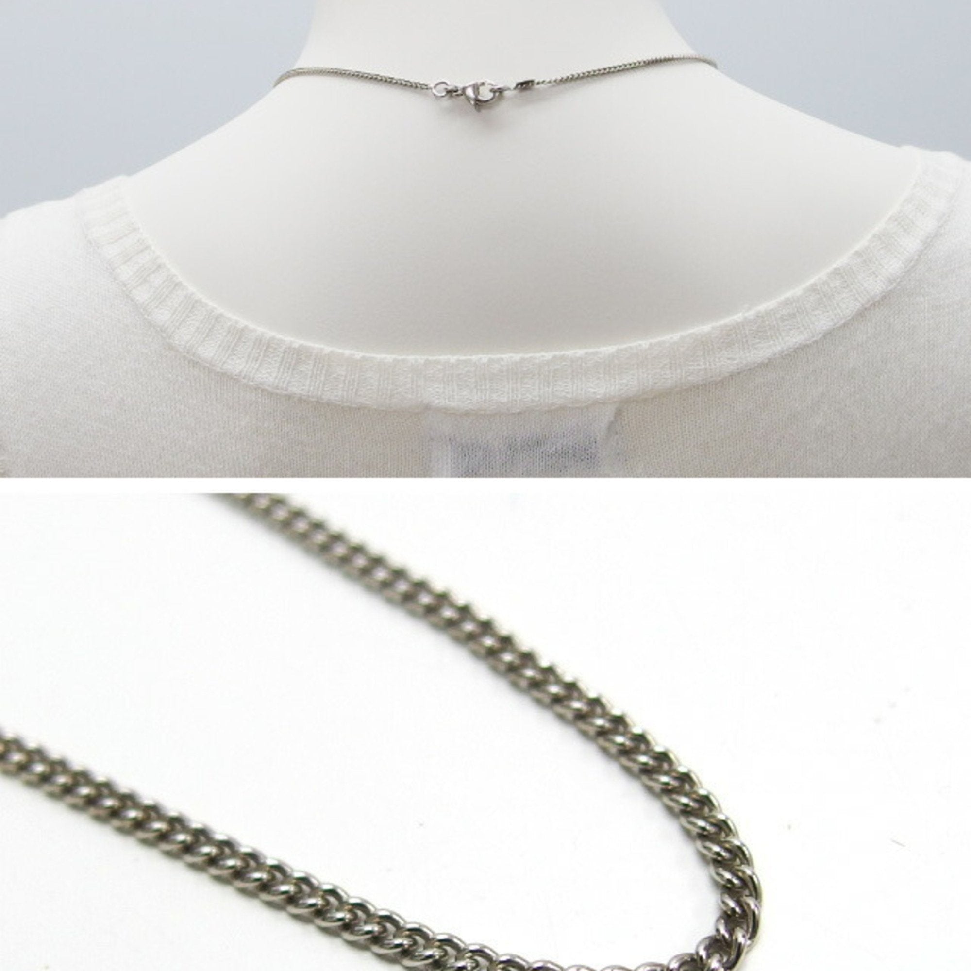 CC Logo Pendant Necklace Silver-Tone Metal
