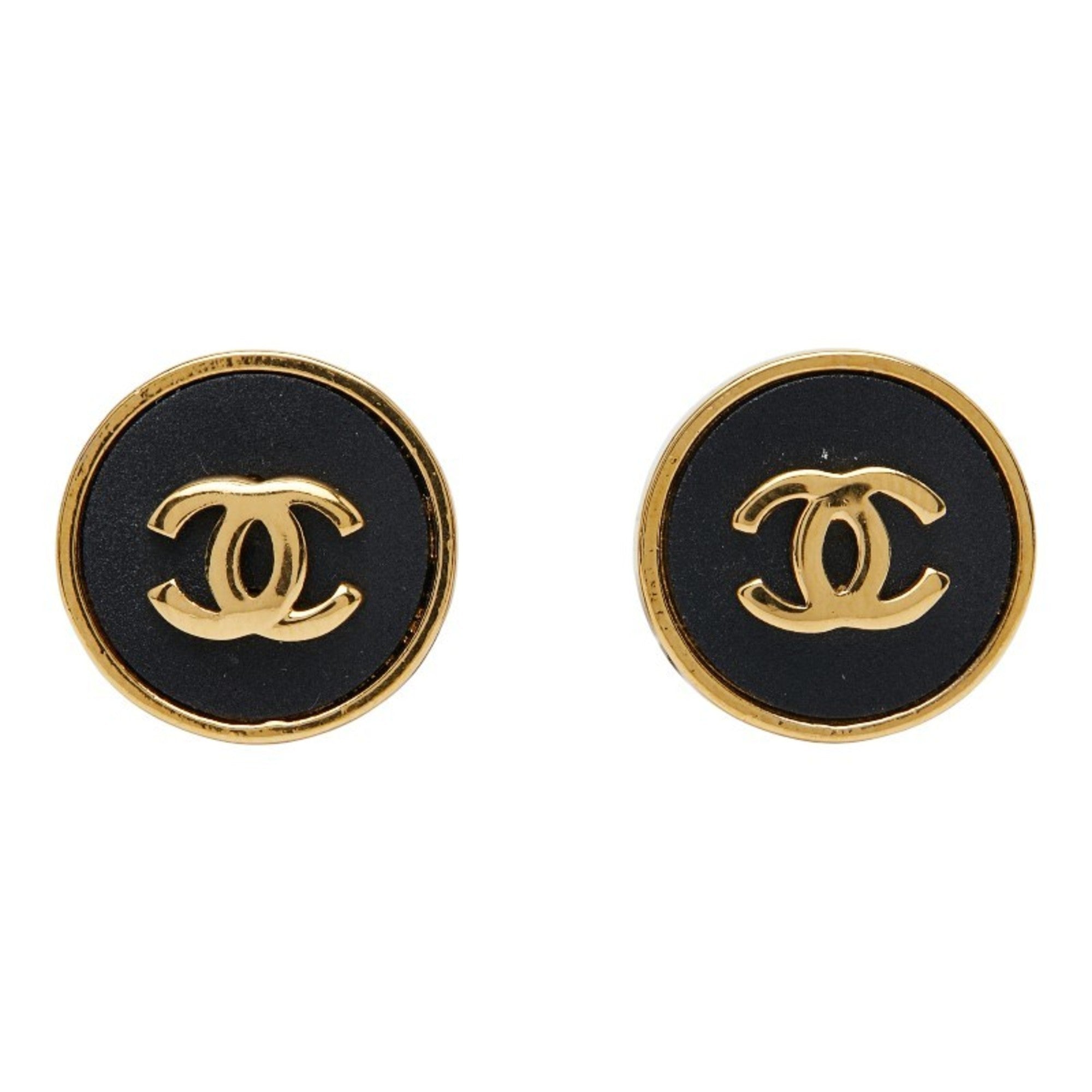 CC Logo Round Clip-On Earrings Gold-Tone Metal