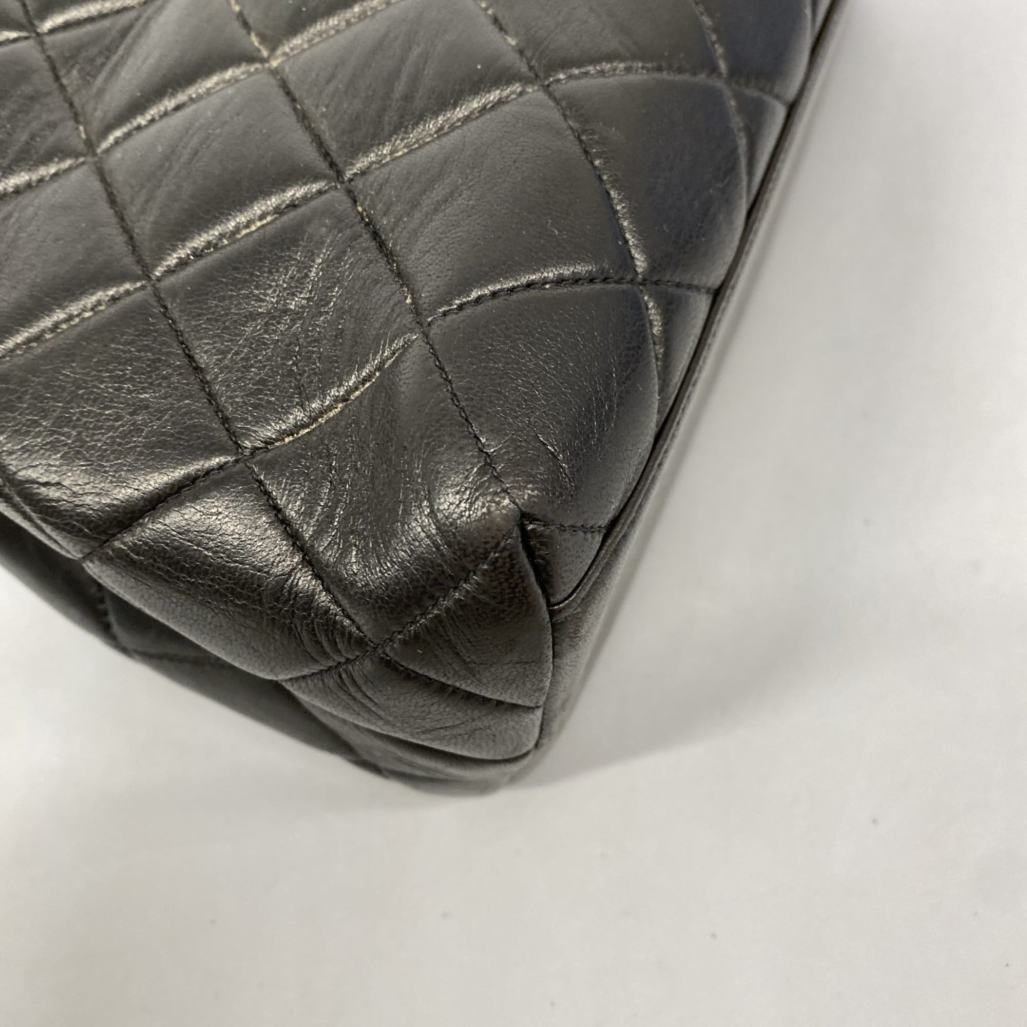 Vintage Classic Top Handle Flap Bag Quilted Lambskin Jumbo