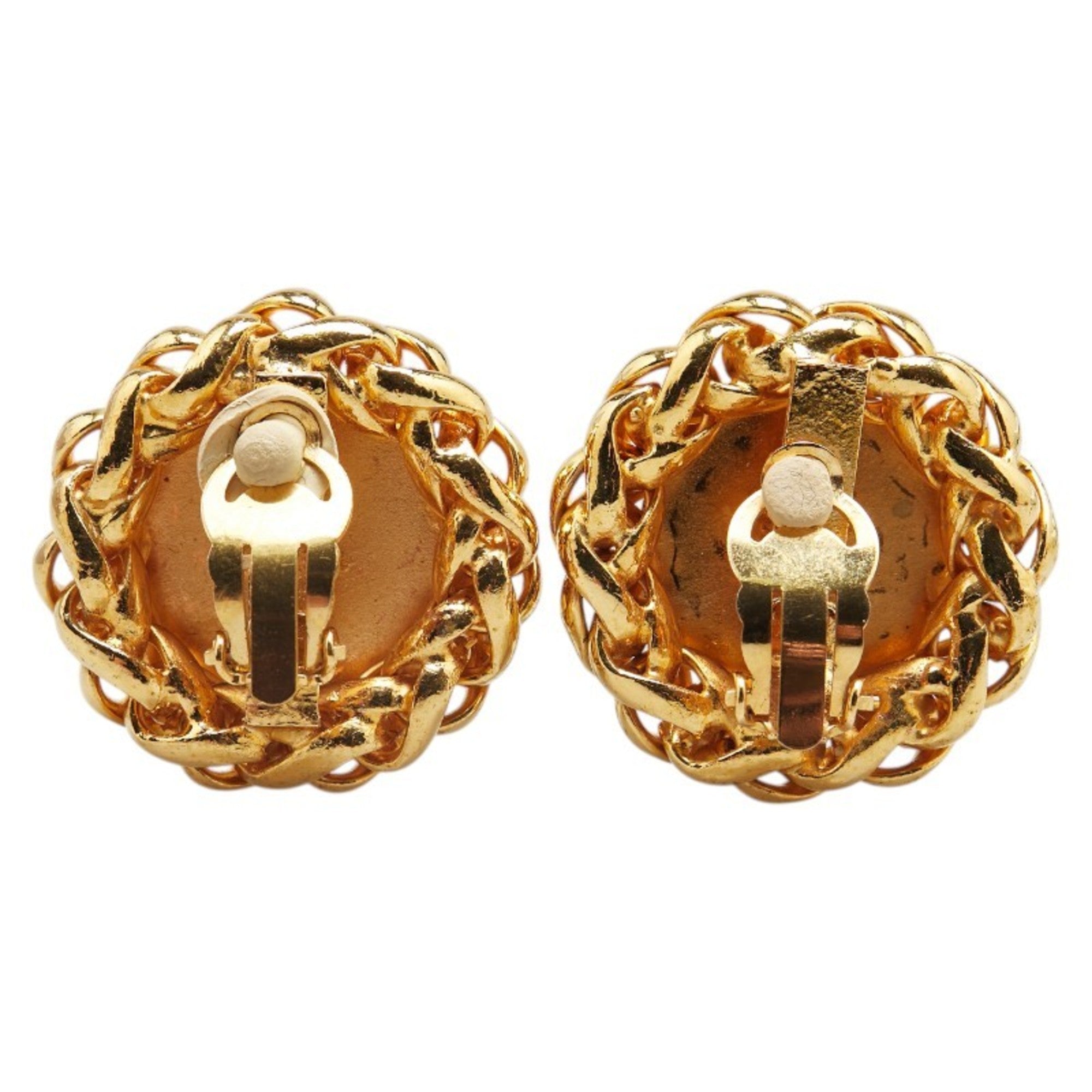 CC Logo Round Clip-On Earrings Metal Gold-Tone Metal