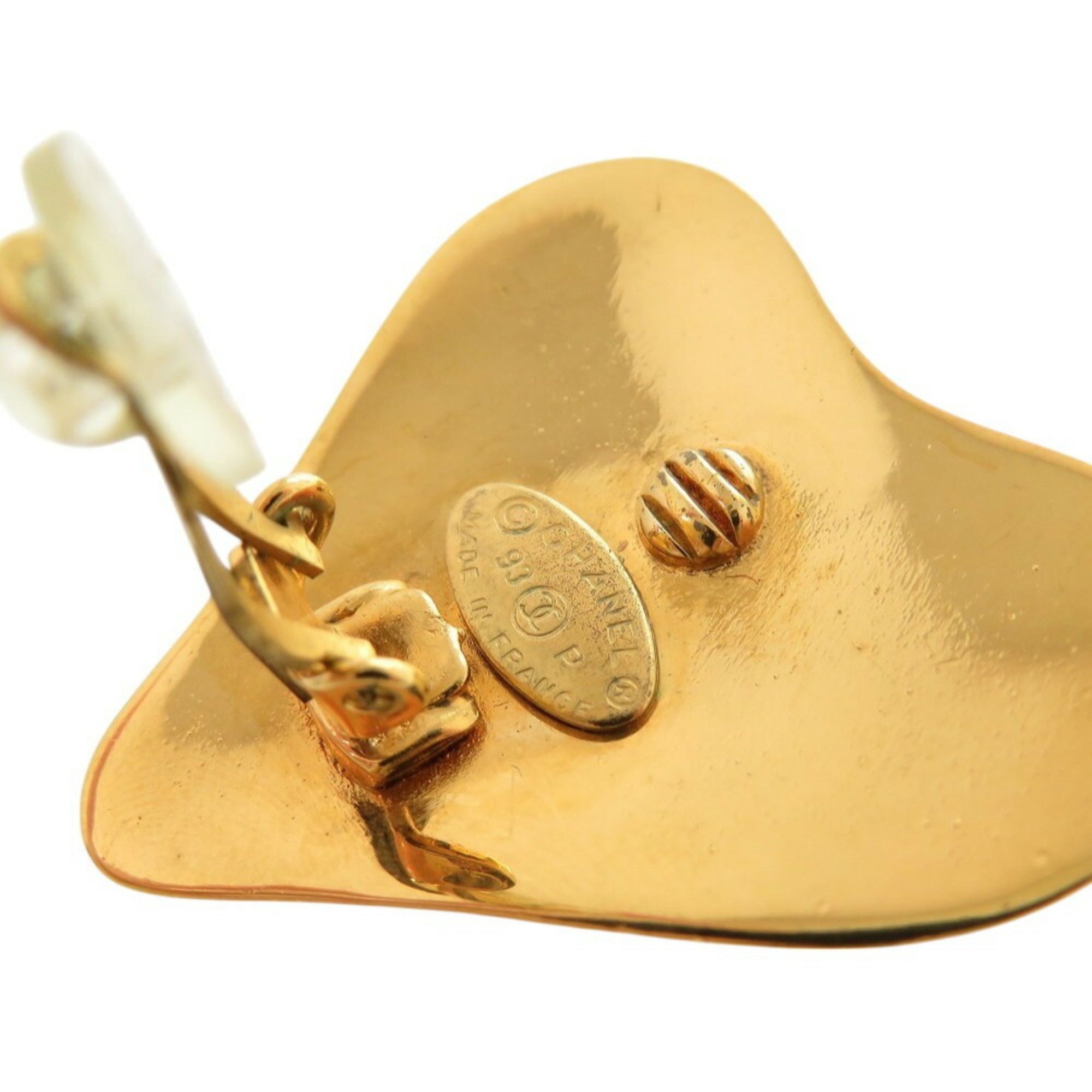 CC Logo Heart Clip-On Earrings Gold-Tone Metal Gold-Tone Metal
