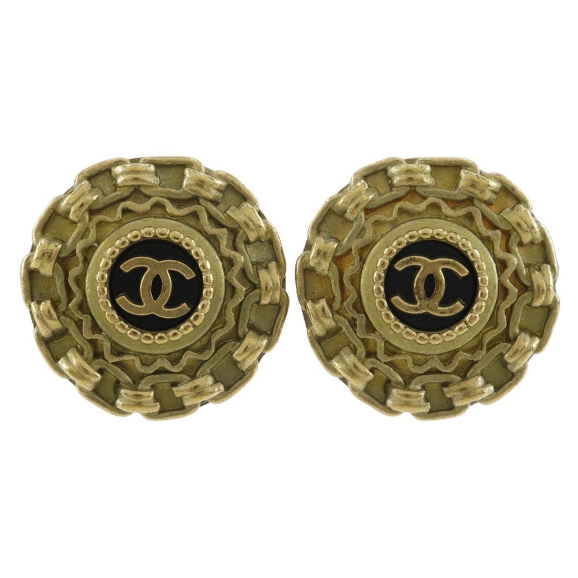 CC Logo Clip-On Earrings Metal Gold-Tone Metal
