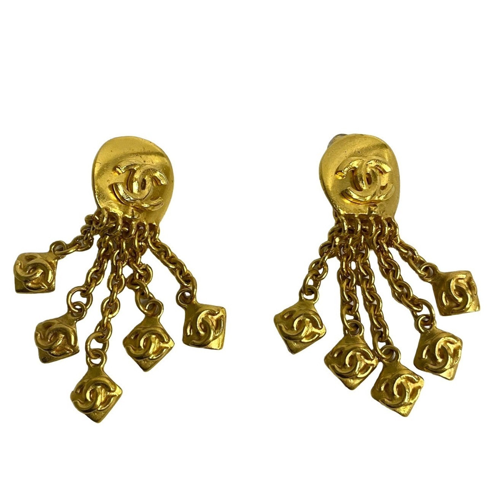 CC Logo Clip-On Earrings Metal Gold-Tone Metal