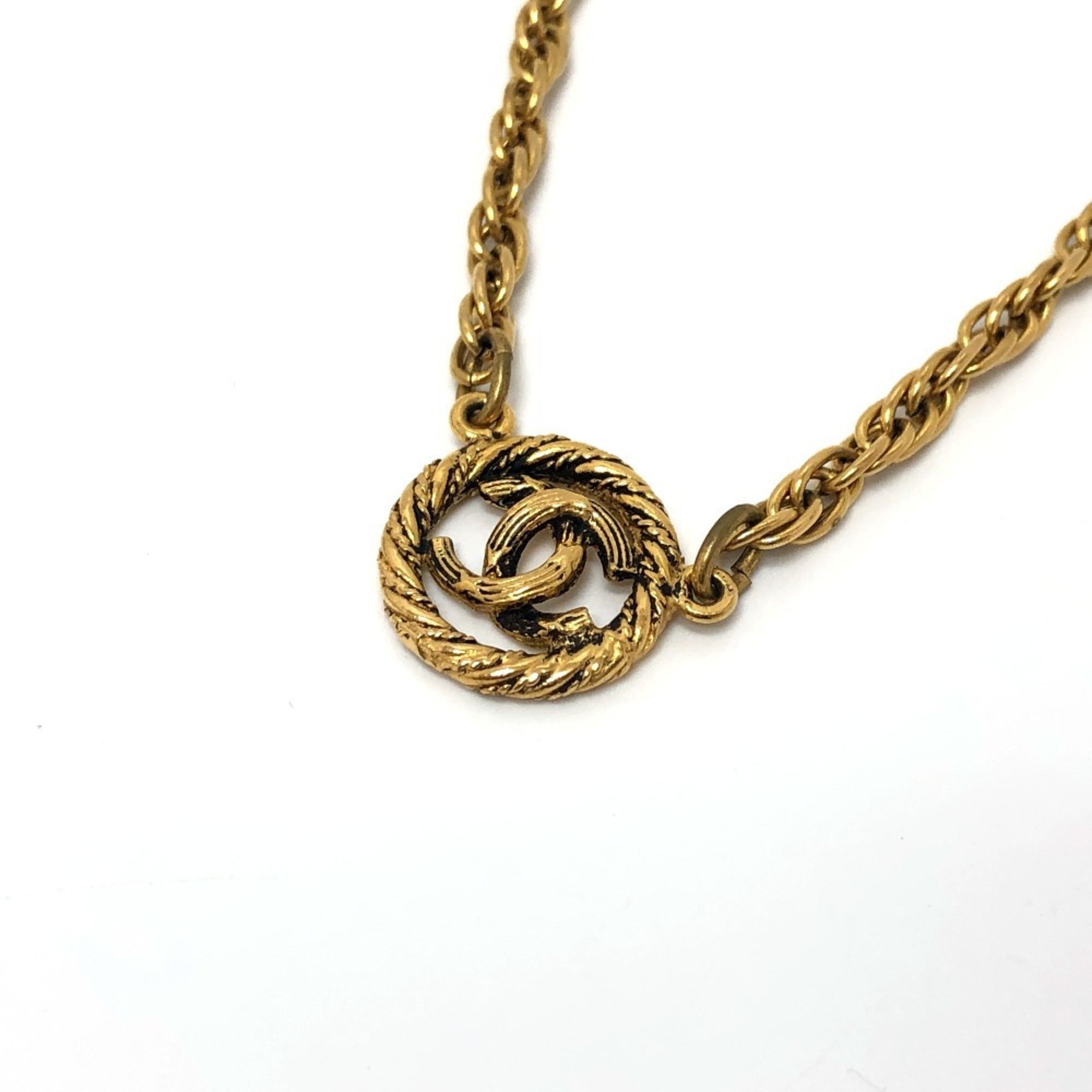 CC Logo Pendant Necklace Gold-Tone Metal