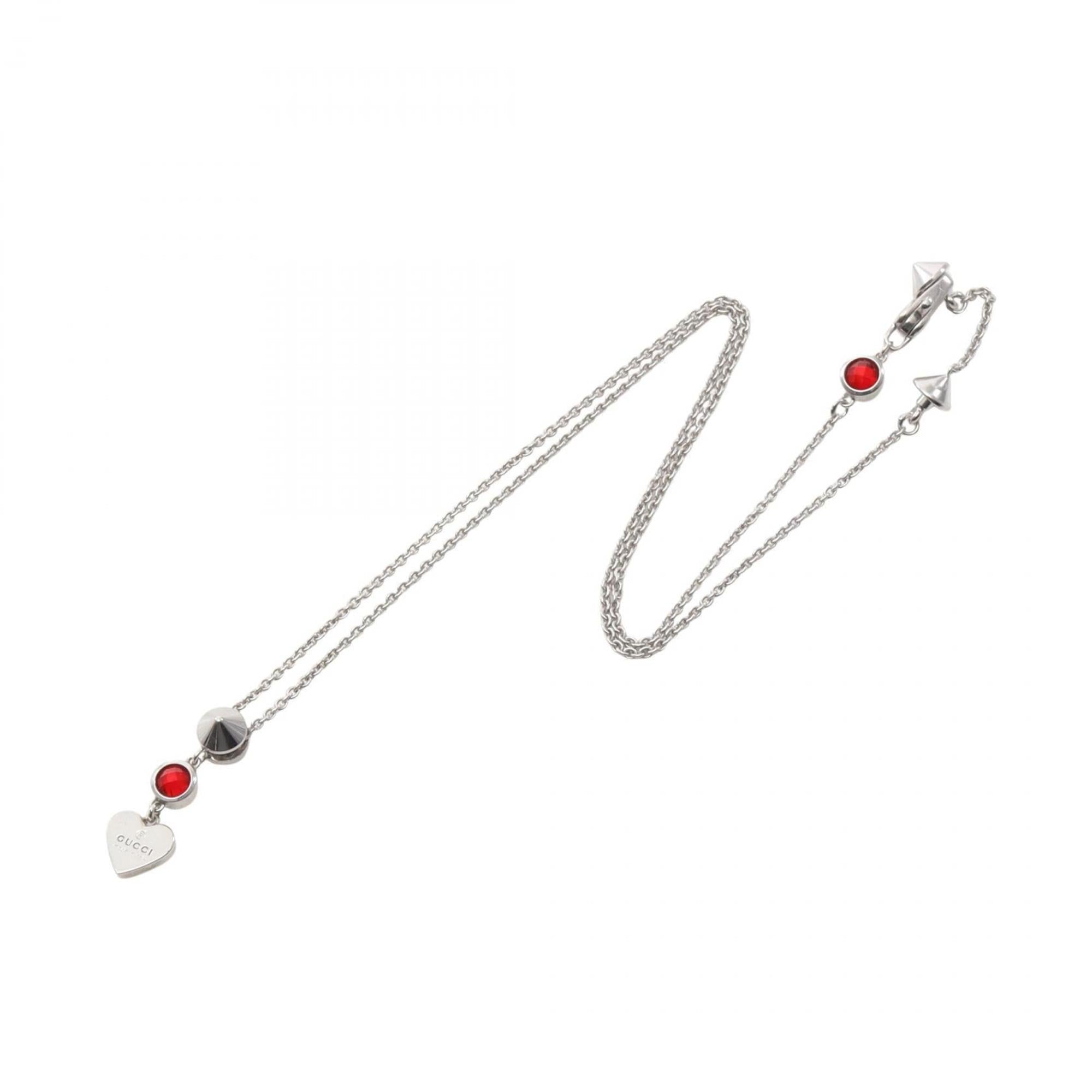 Heart Pendant Necklace Sterling Silver Red
