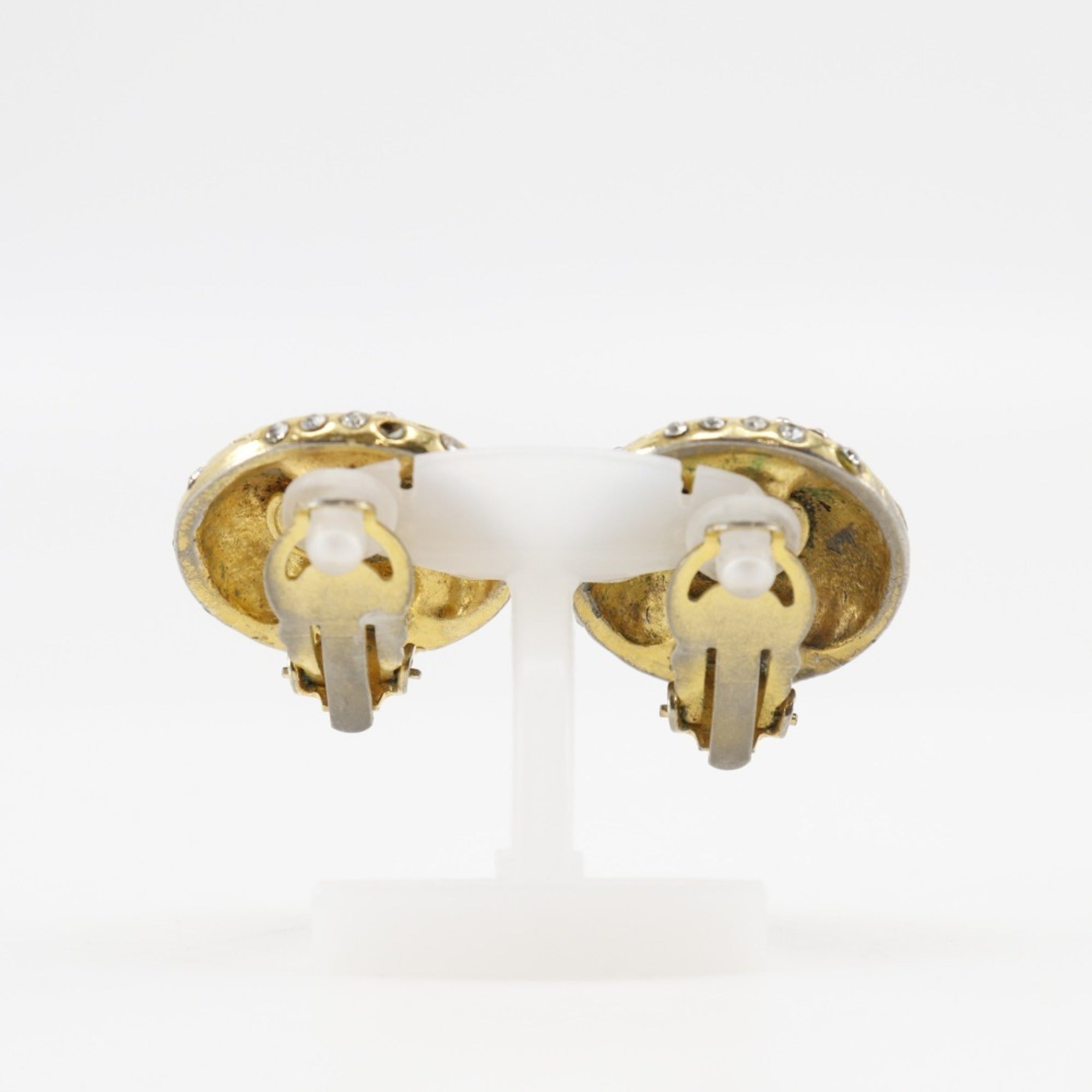 Rhinestone Clip-On Earrings Gold Plated and Rhinestone