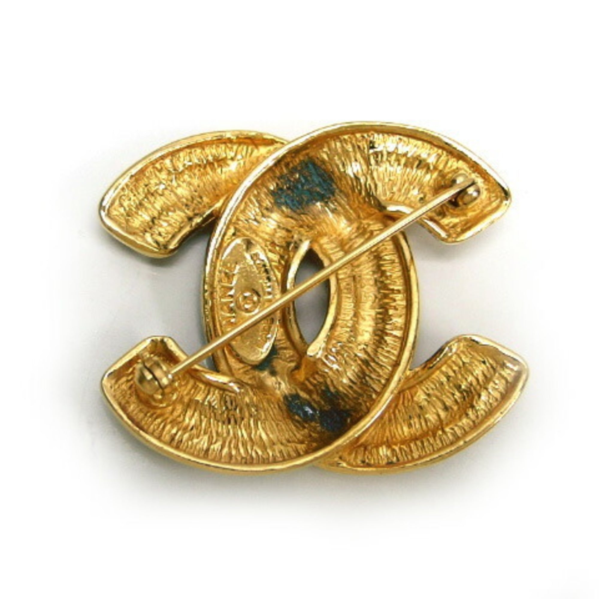 CC Logo Brooch Gold-Tone Metal