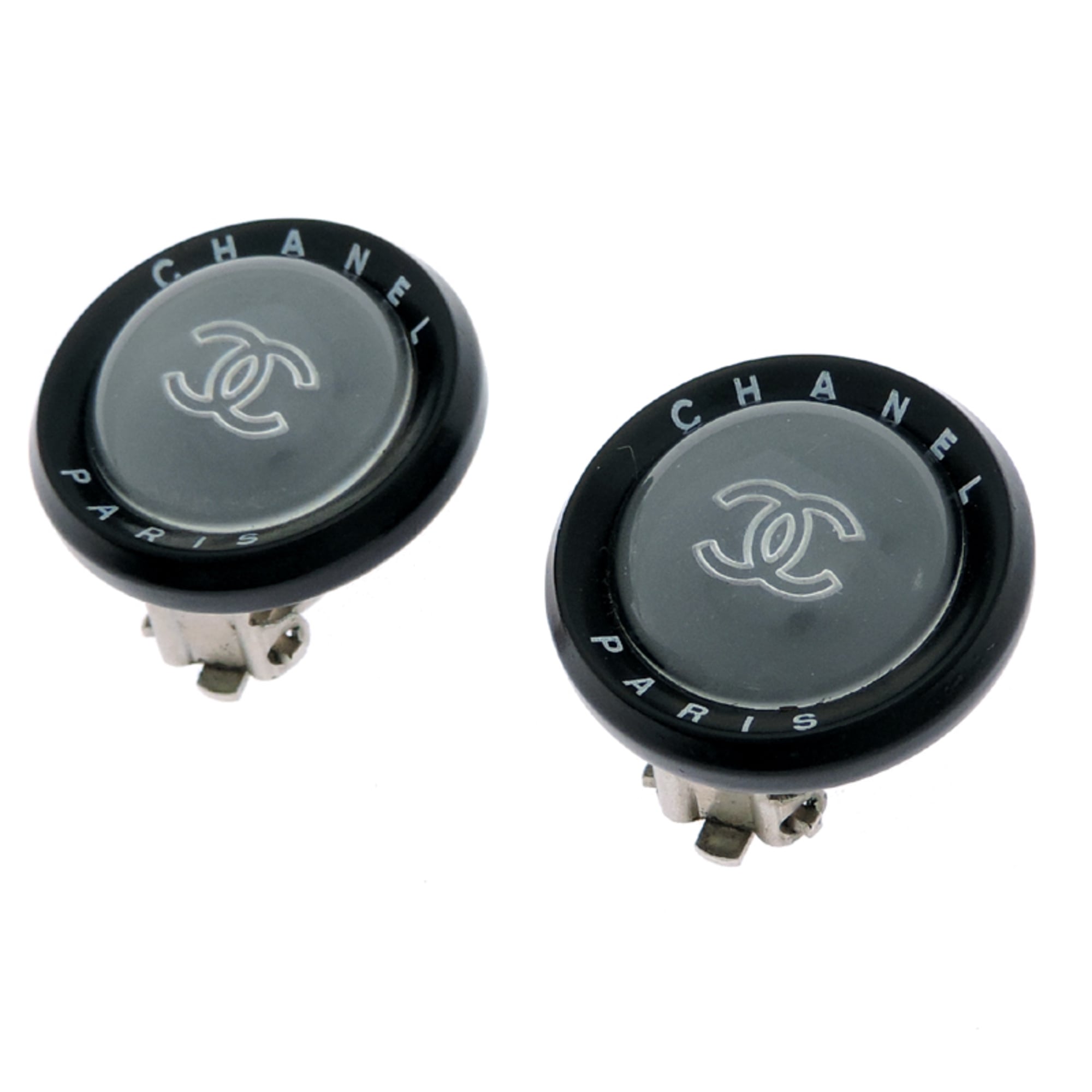 CC Logo Clip-On Earrings Silver-Tone Metal