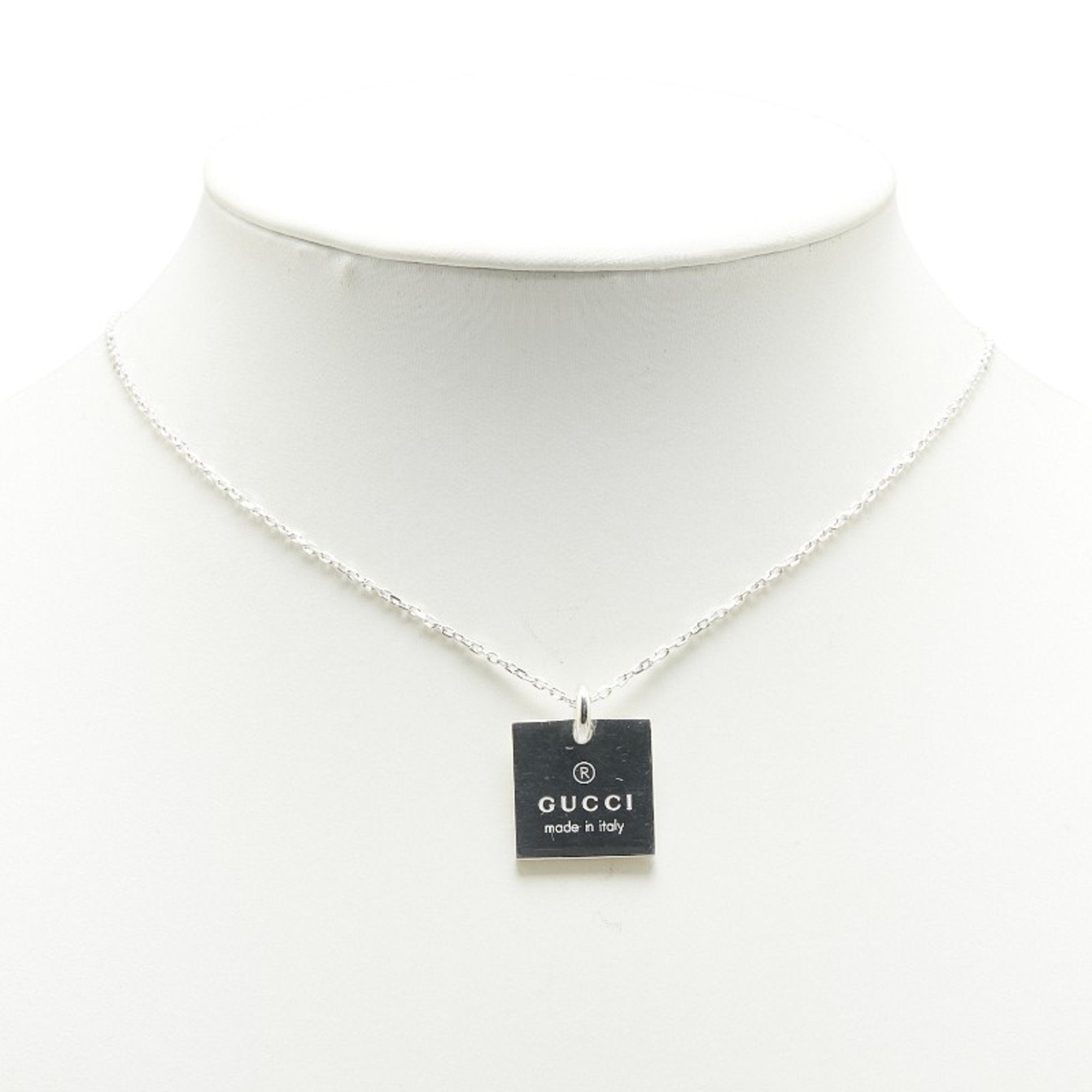 Square Plate Pendant Necklace Sterling Silver