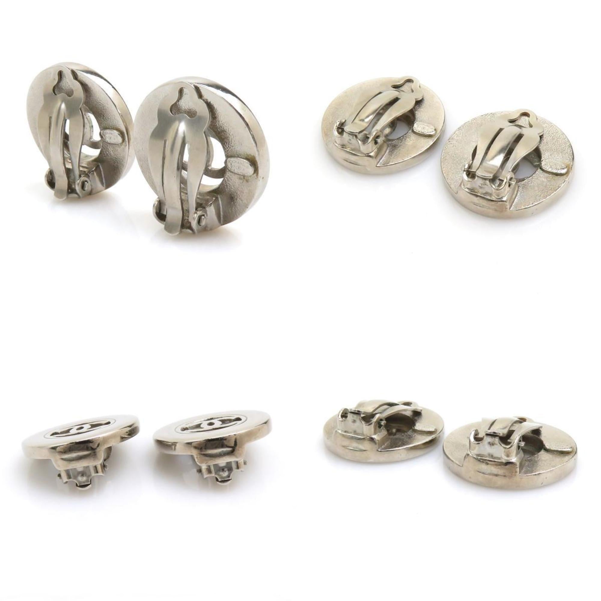 CC Logo Clip-On Earrings Silver-Tone Metal Silver-Tone Metal