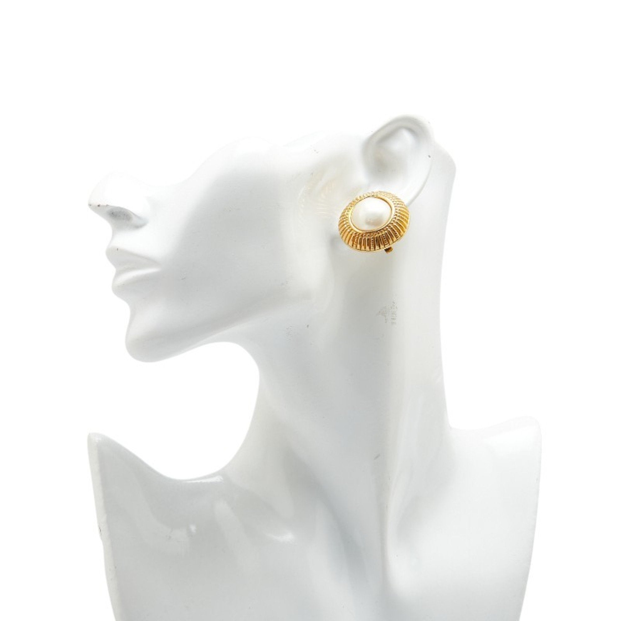 Earrings Pearl Gold-Tone Metal
