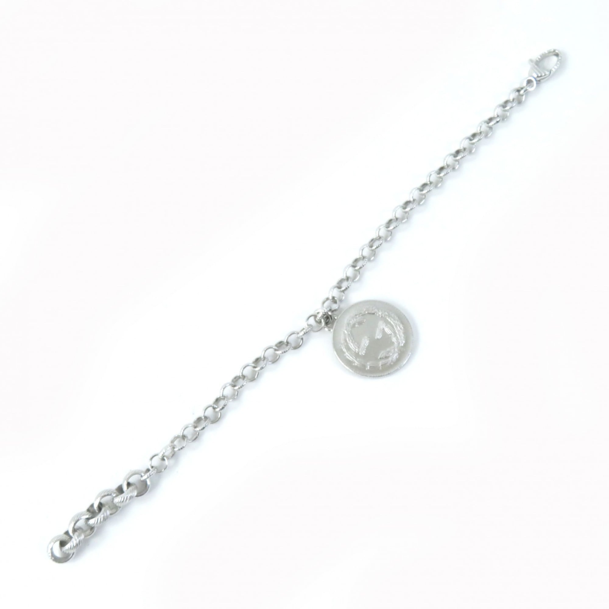 Bee Coin Interlocking G Bracelet Sterling Silver