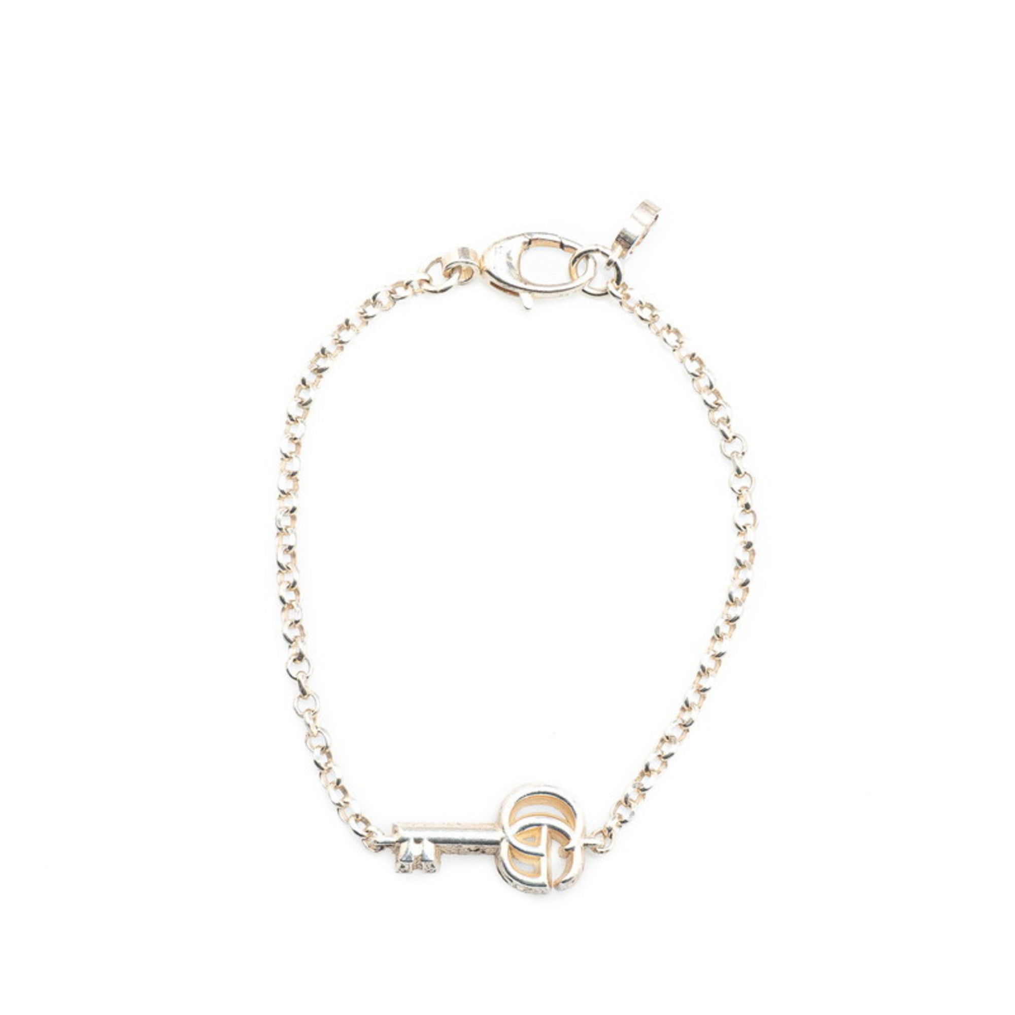 Double G Key Charm Bracelet Sterling Silver
