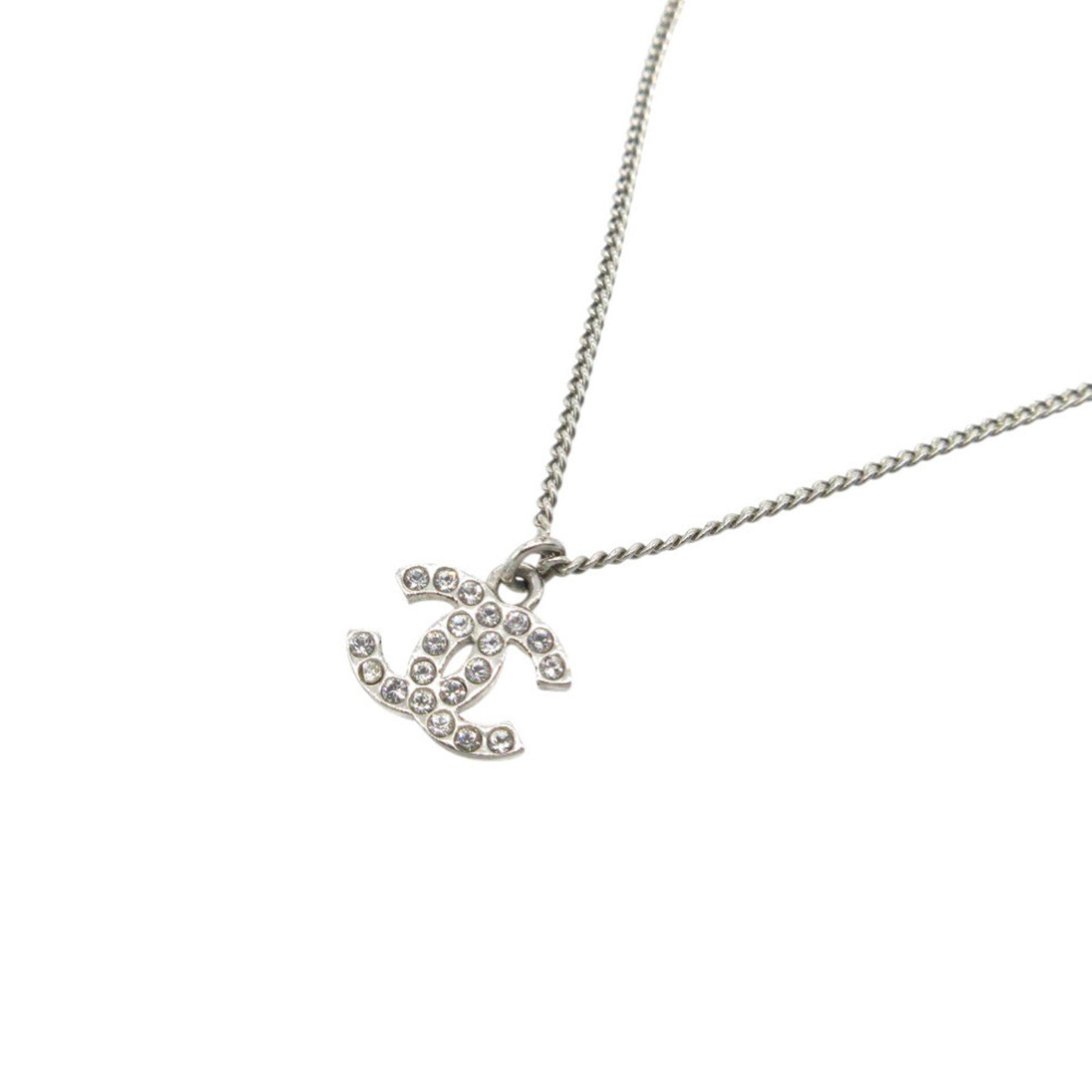 CC Logo Pendant Necklace Silver-Tone Metal