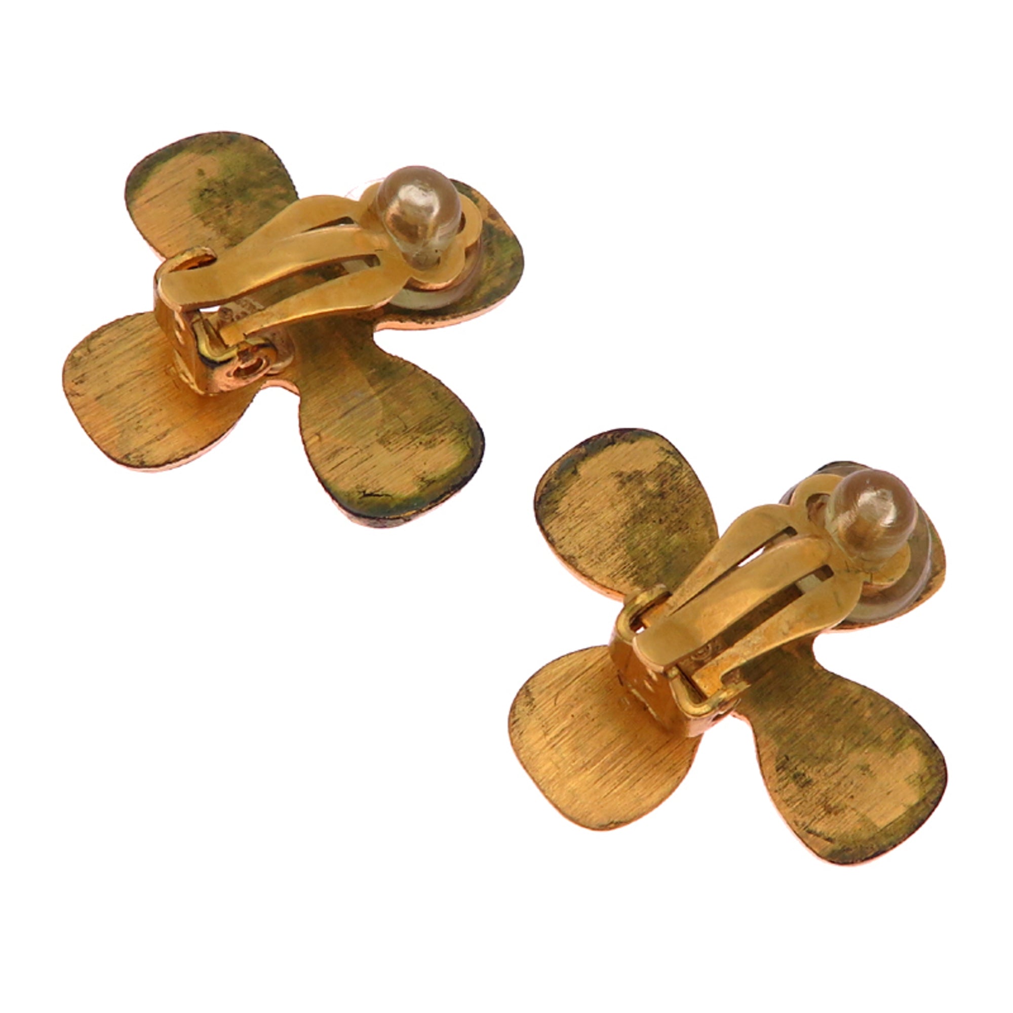 CC Logo Clover Clip-On Earrings Metal