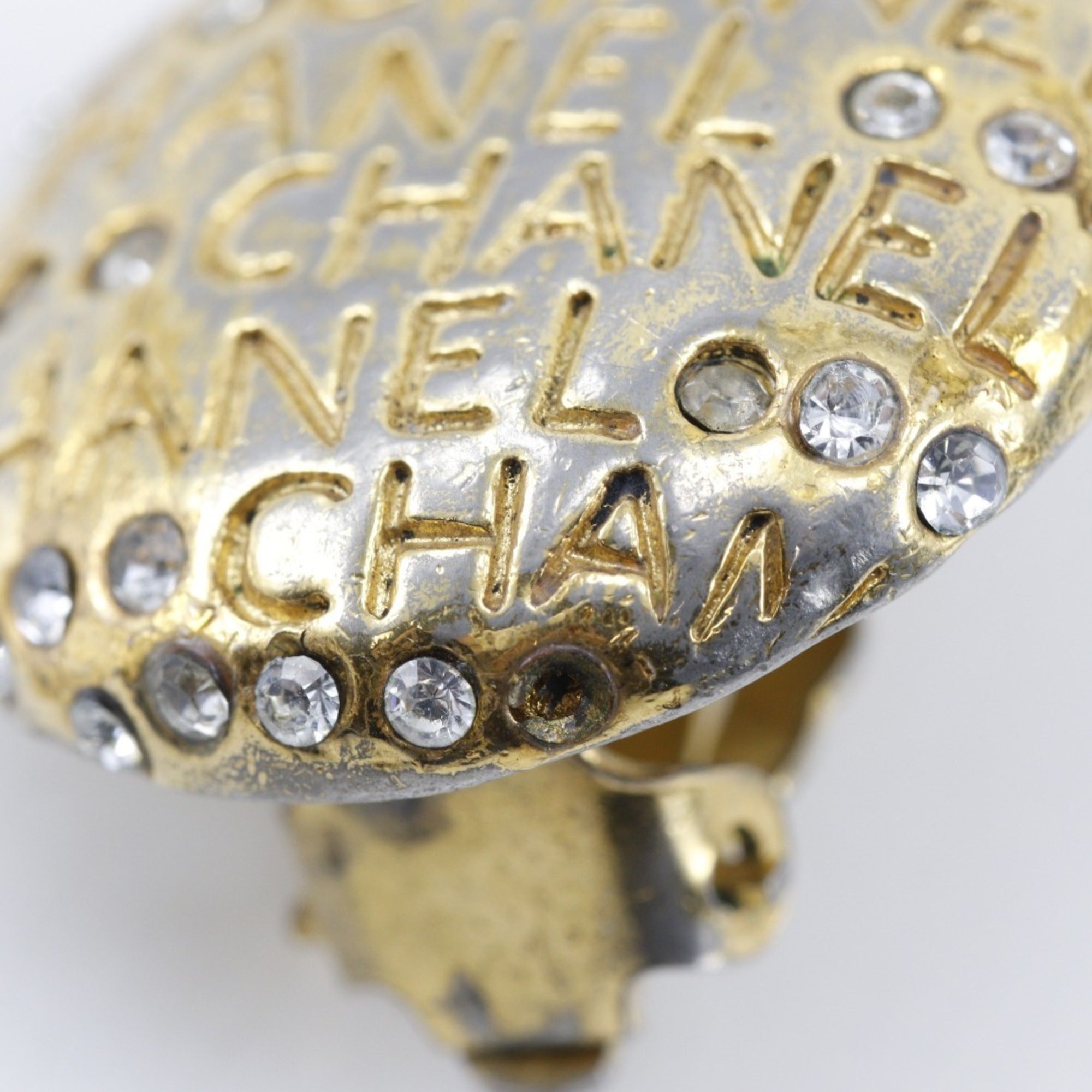 Rhinestone Clip-On Earrings Gold Plated and Rhinestone