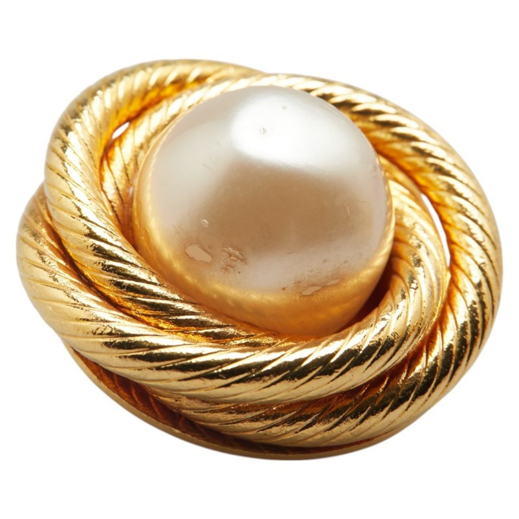 Vintage Earrings Pearl Gold-Tone Metal
