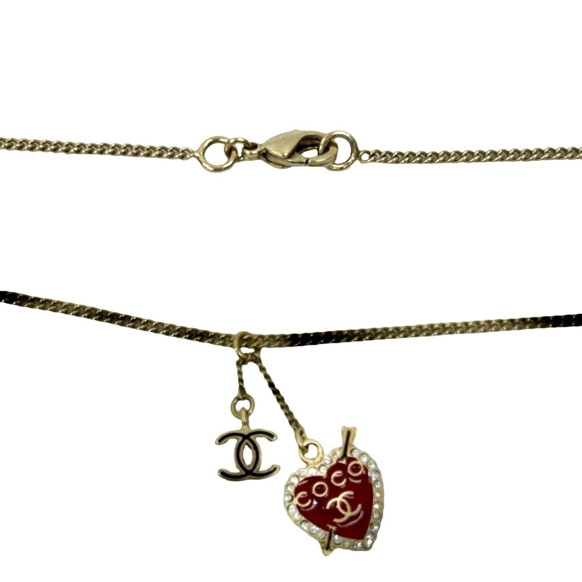 CC Logo Heart Pendant Necklace Metal