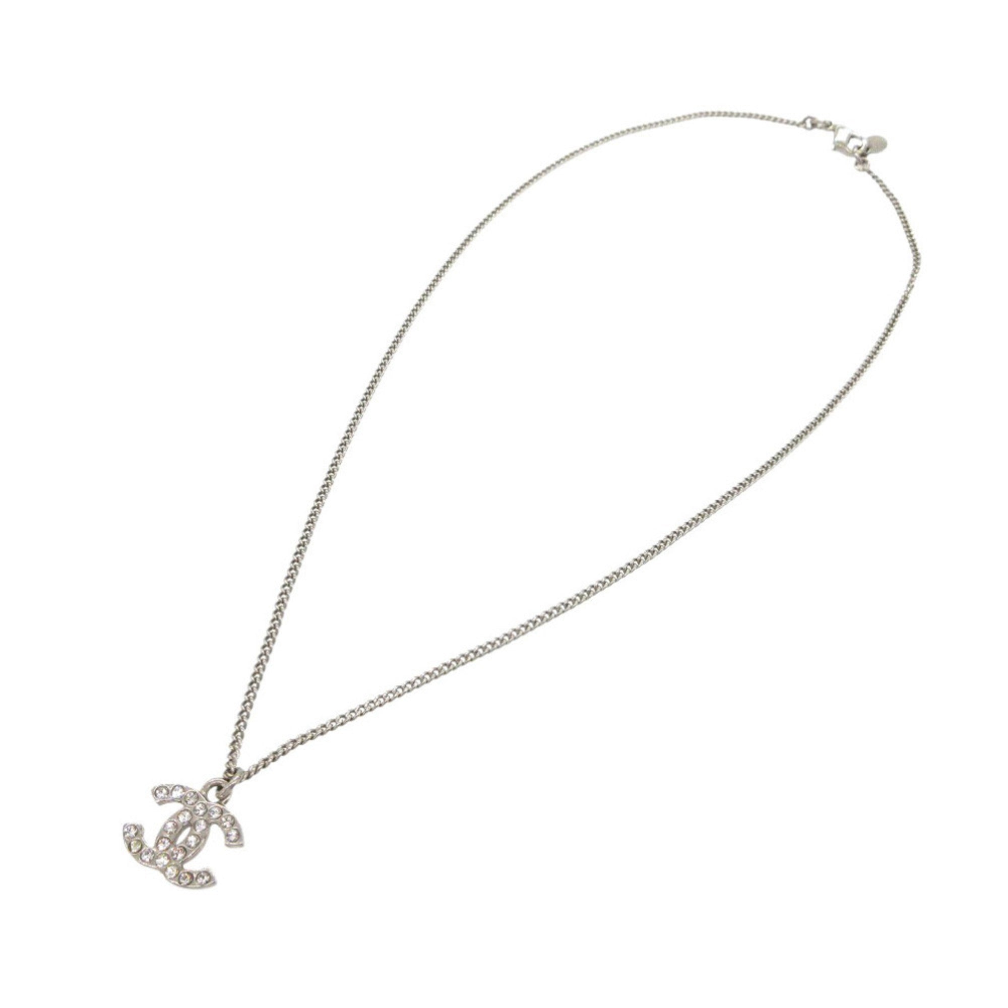 CC Logo Pendant Necklace Silver-Tone Metal