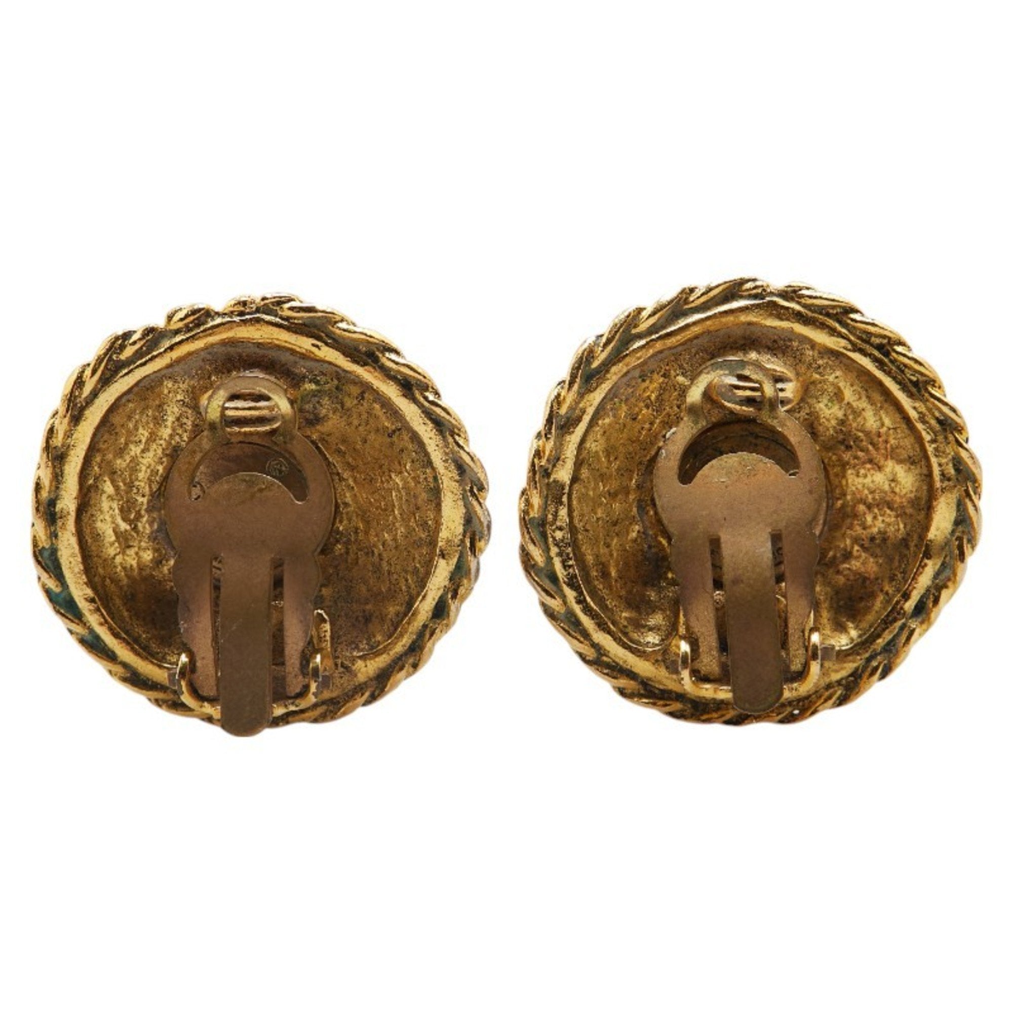 Vintage Earrings Pearl Gold-Tone Metal