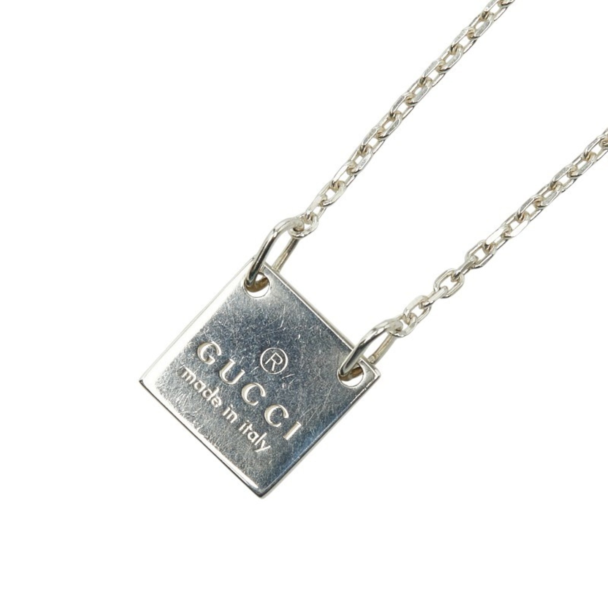 Mini Square Pendant Necklace Sterling Silver