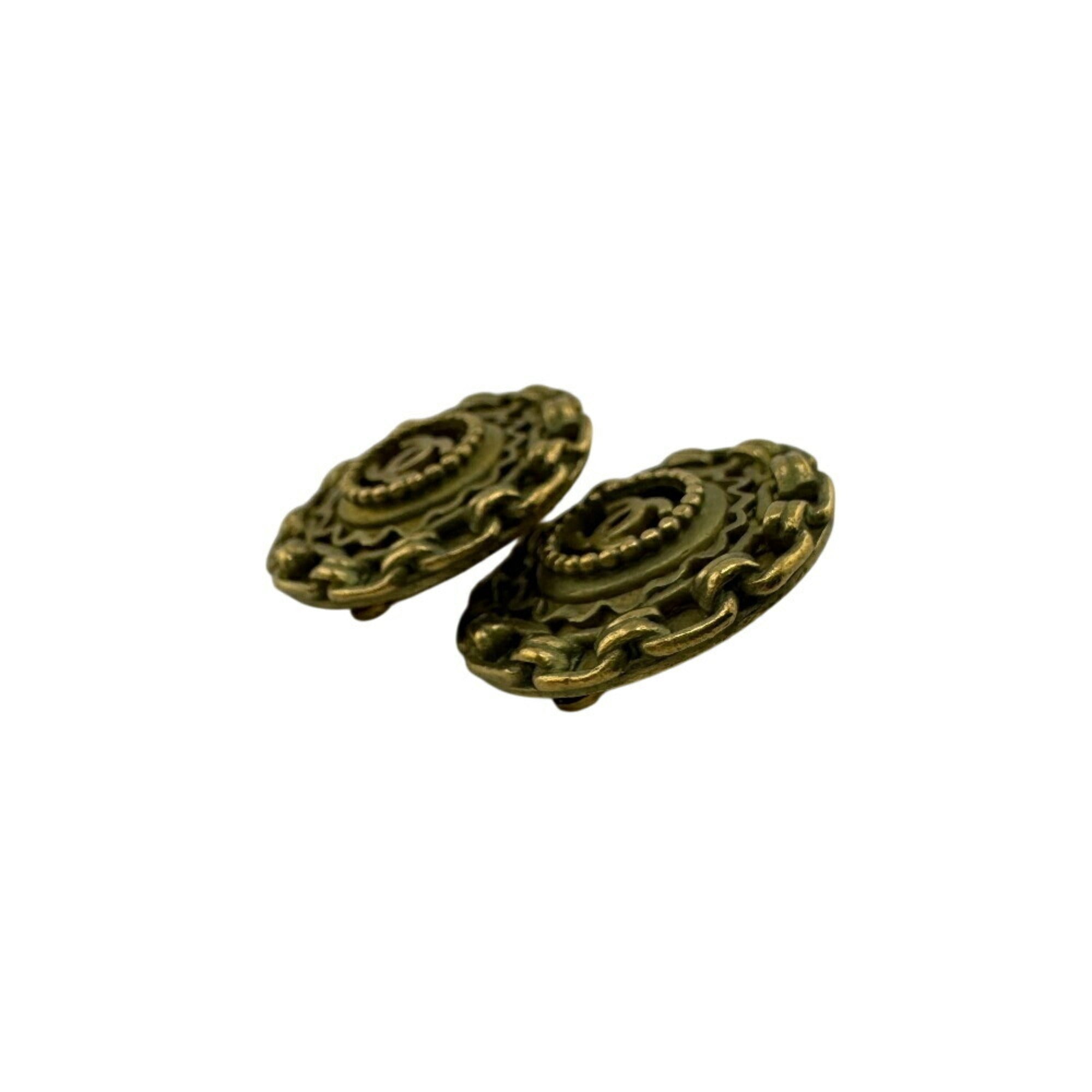CC Logo Clip-On Earrings Metal Gold-Tone Metal