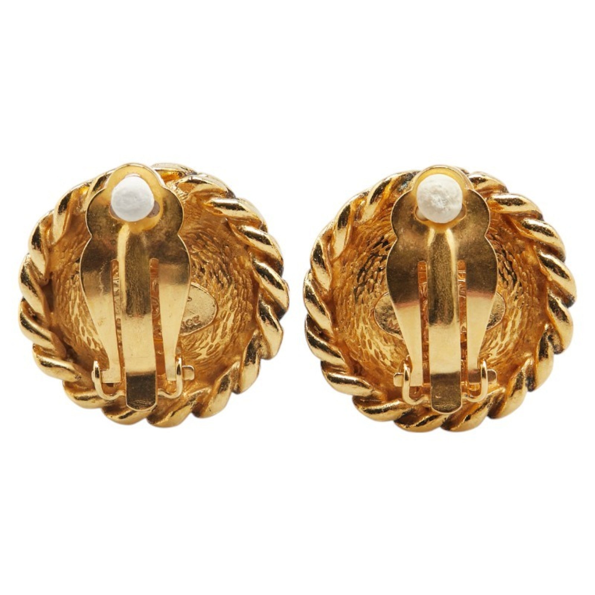 Vintage Earrings Pearl Gold-Tone Metal