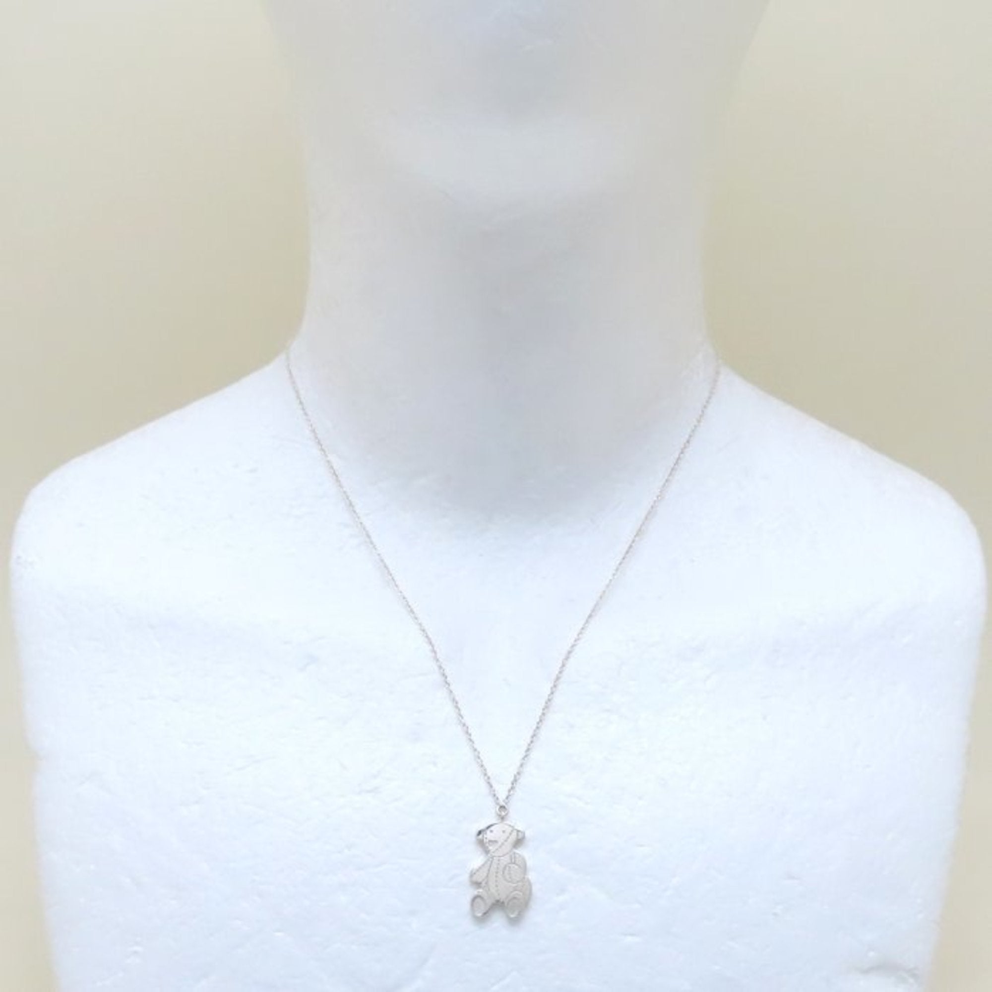 Teddy Bear Pendant Necklace Sterling Silver