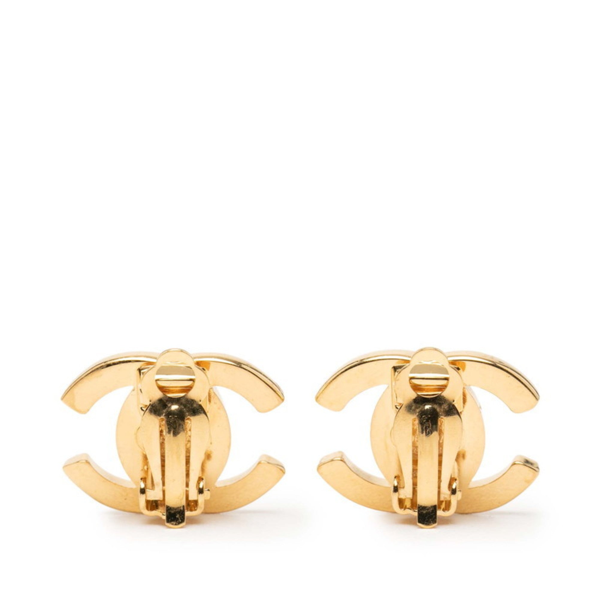 CC Logo Turnlock Clip-On Earrings Metal Gold-Tone Metal