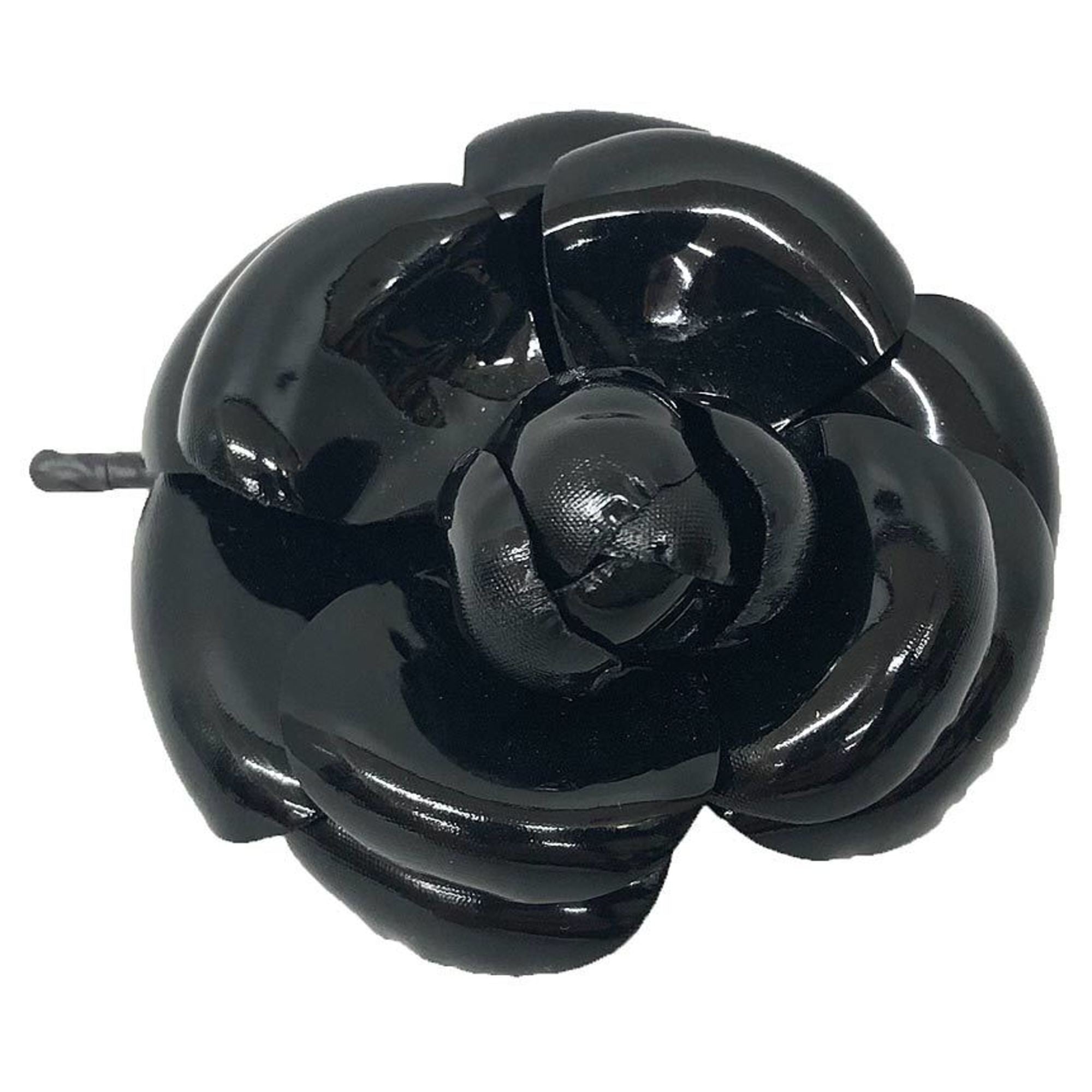Camellia Corsage Brooch Enamel Black