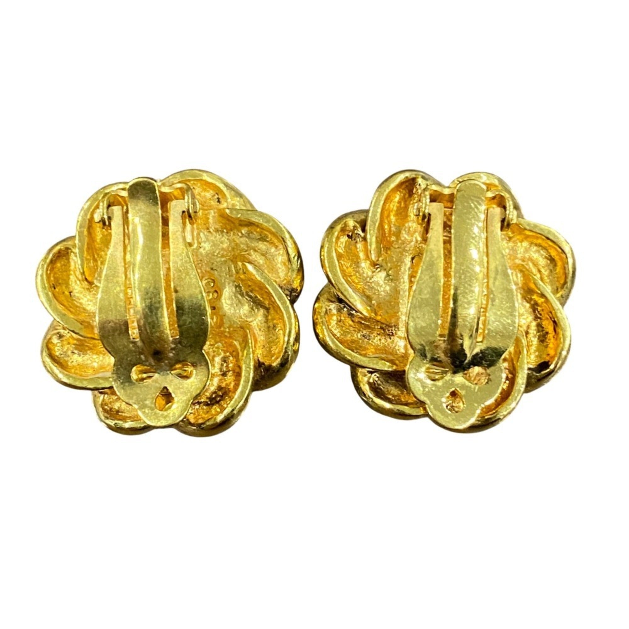 Vintage Clip-On Earrings Pearl Clip-On Gold-Tone Metal