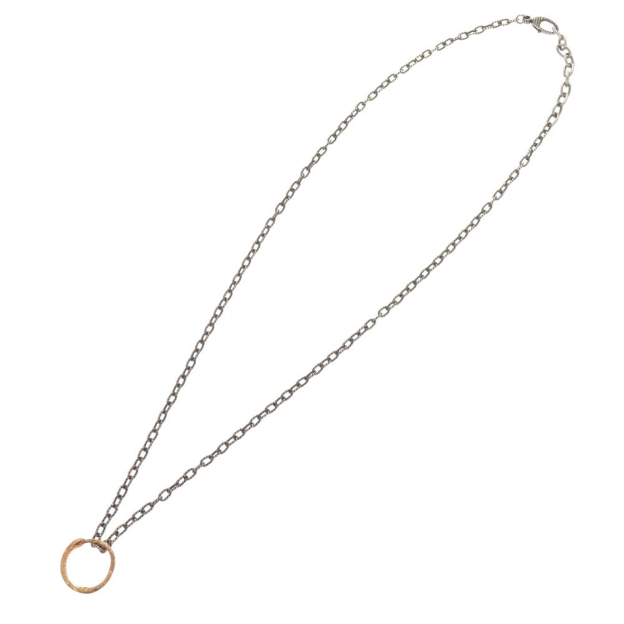 Pendant Necklace 18K Rose Gold and Sterling Silver
