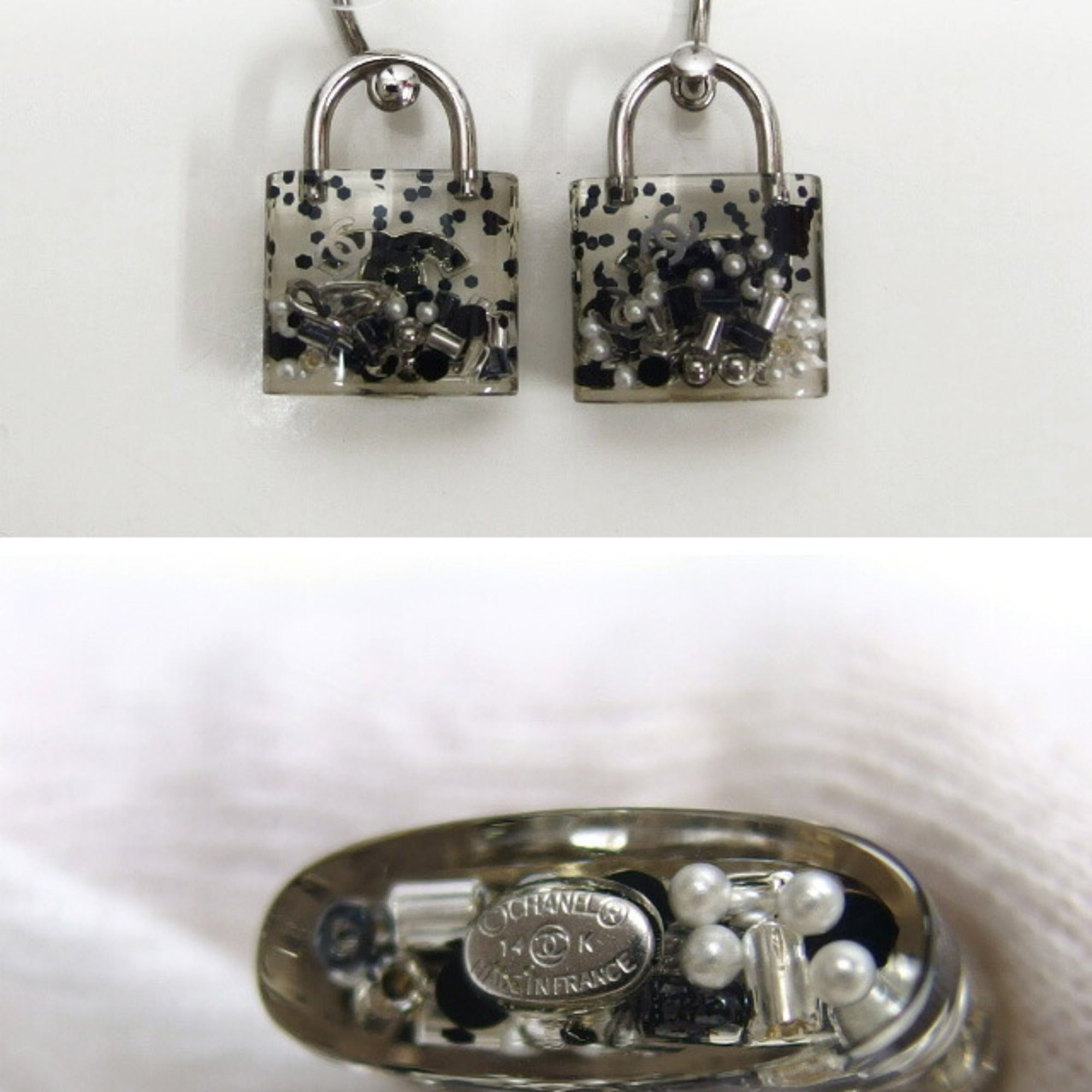 CC Logo Stud Earrings Silver-Tone Metal