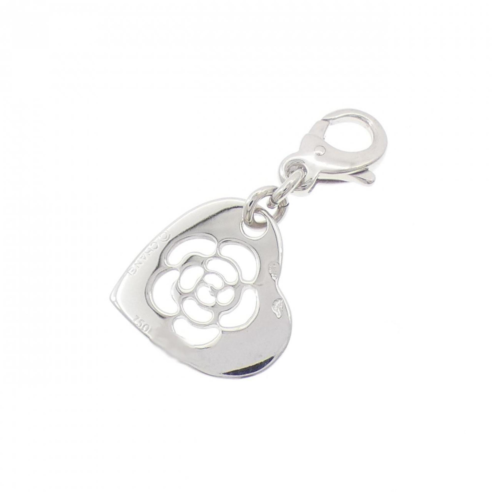 Camellia Charm Necklace 18K White Gold