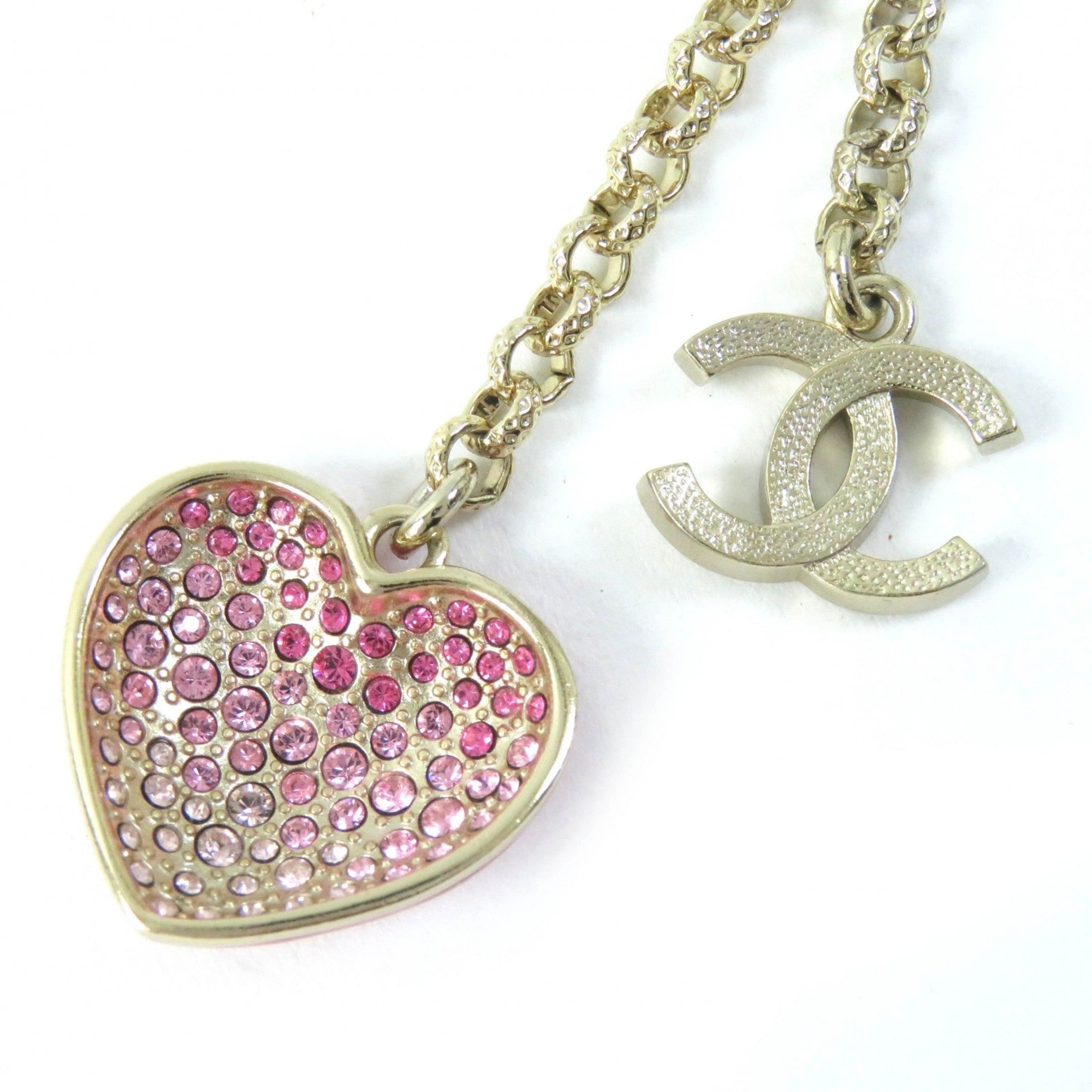 CC Logo Heart Pendant Necklace Gold-Tone Metal